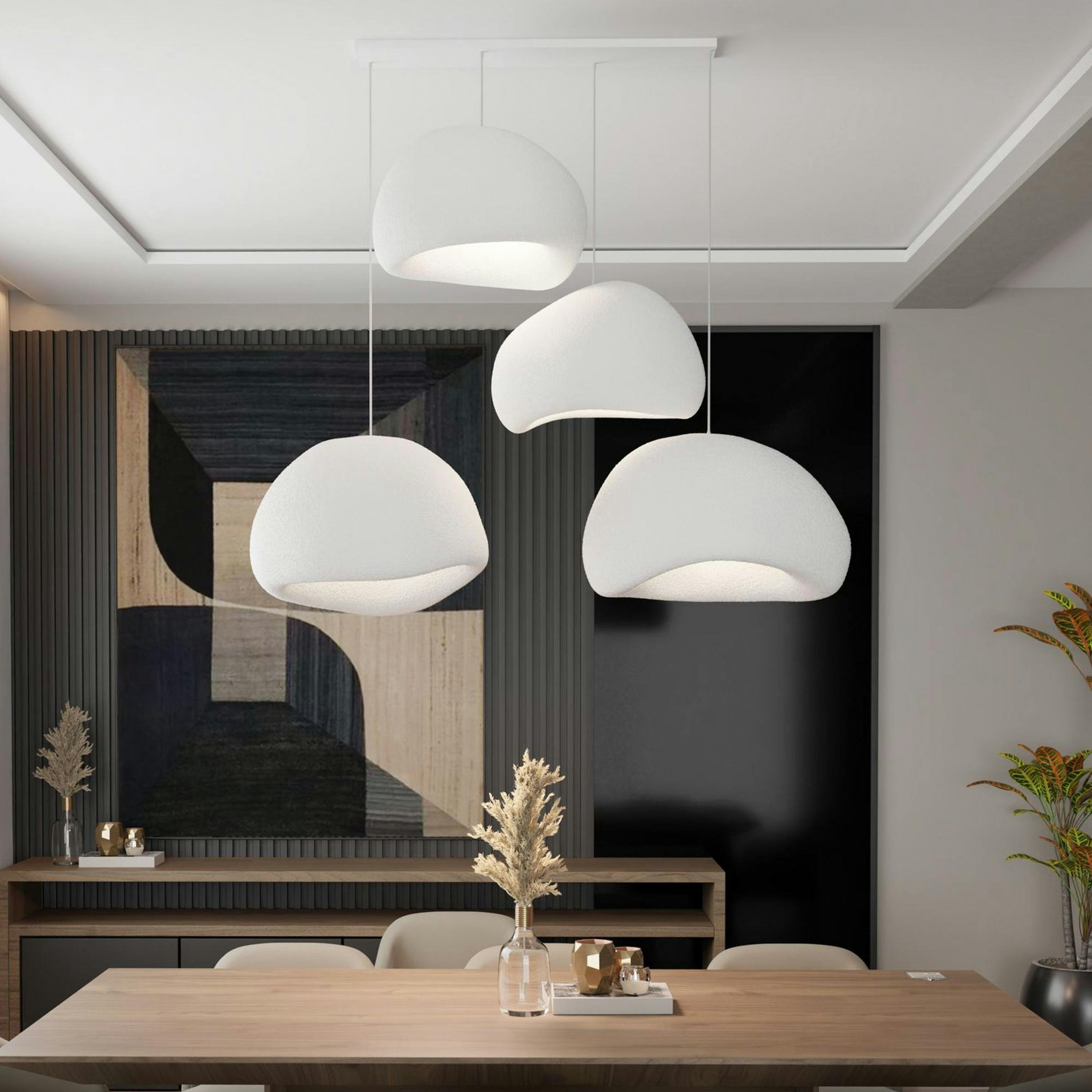 Suspension blanche design 4 abat-jour wabi-sabi NOXIS