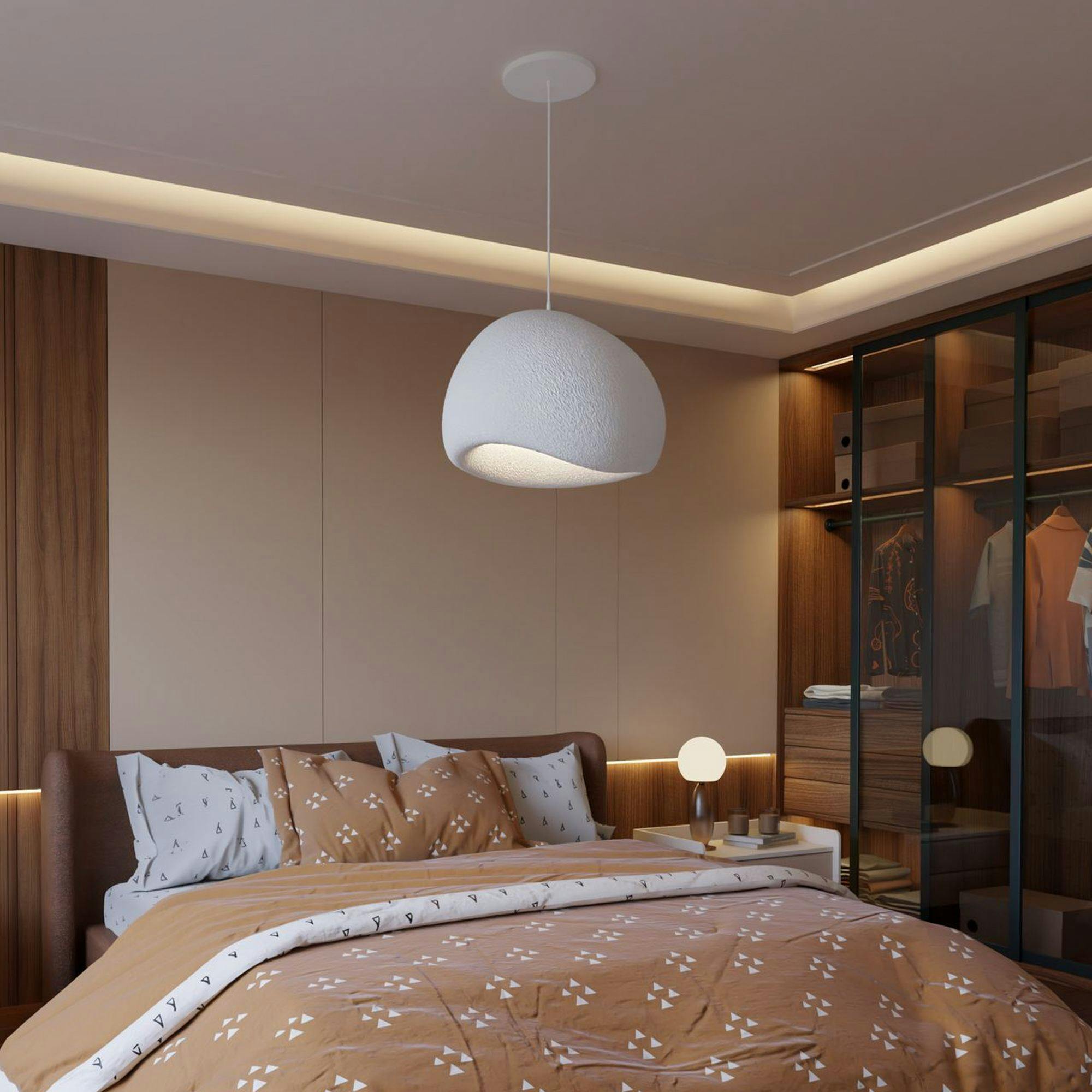 Suspension blanche design forme organique 42 cm NOXIS