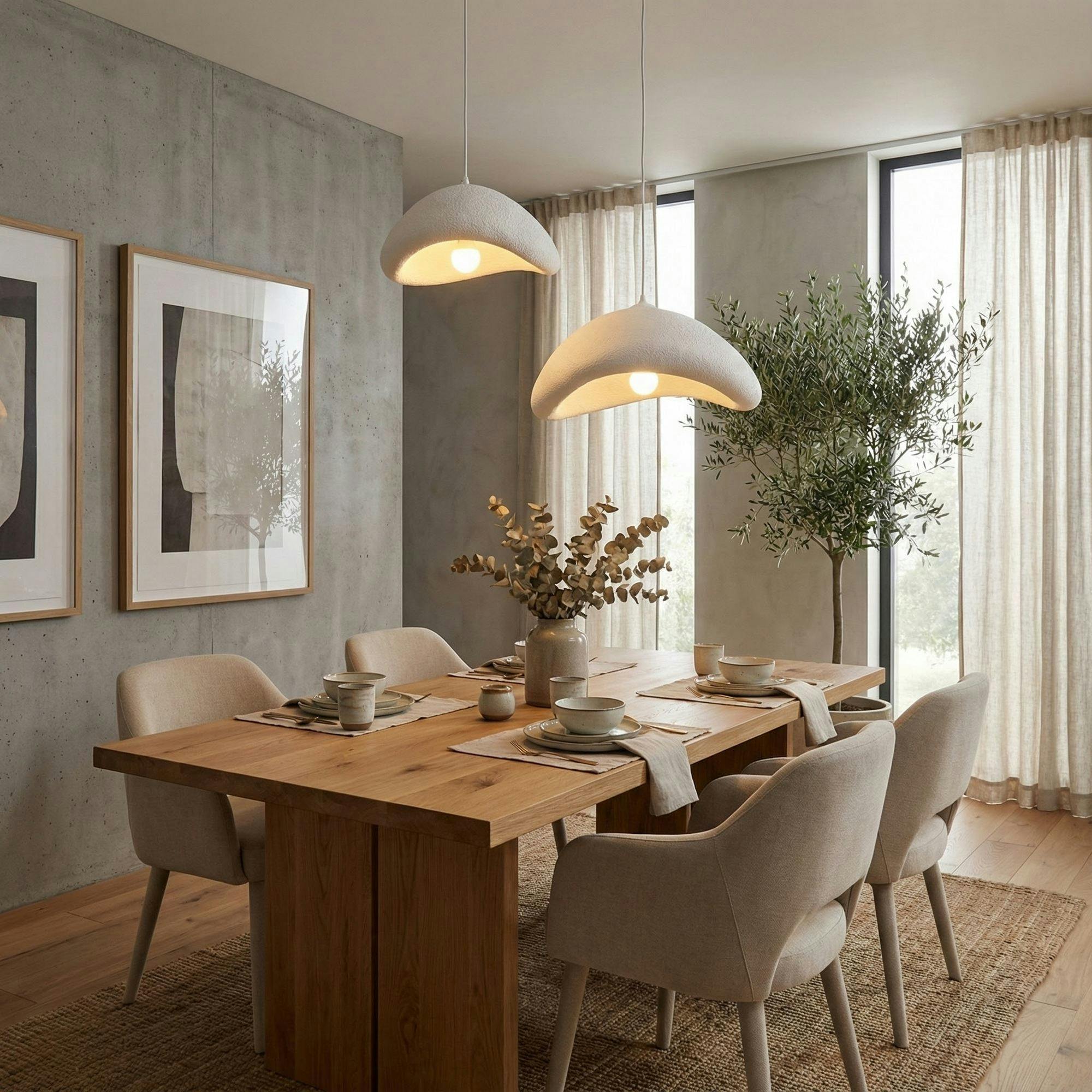 Suspension blanche design organique 2 lampes 89 cm NOXIS