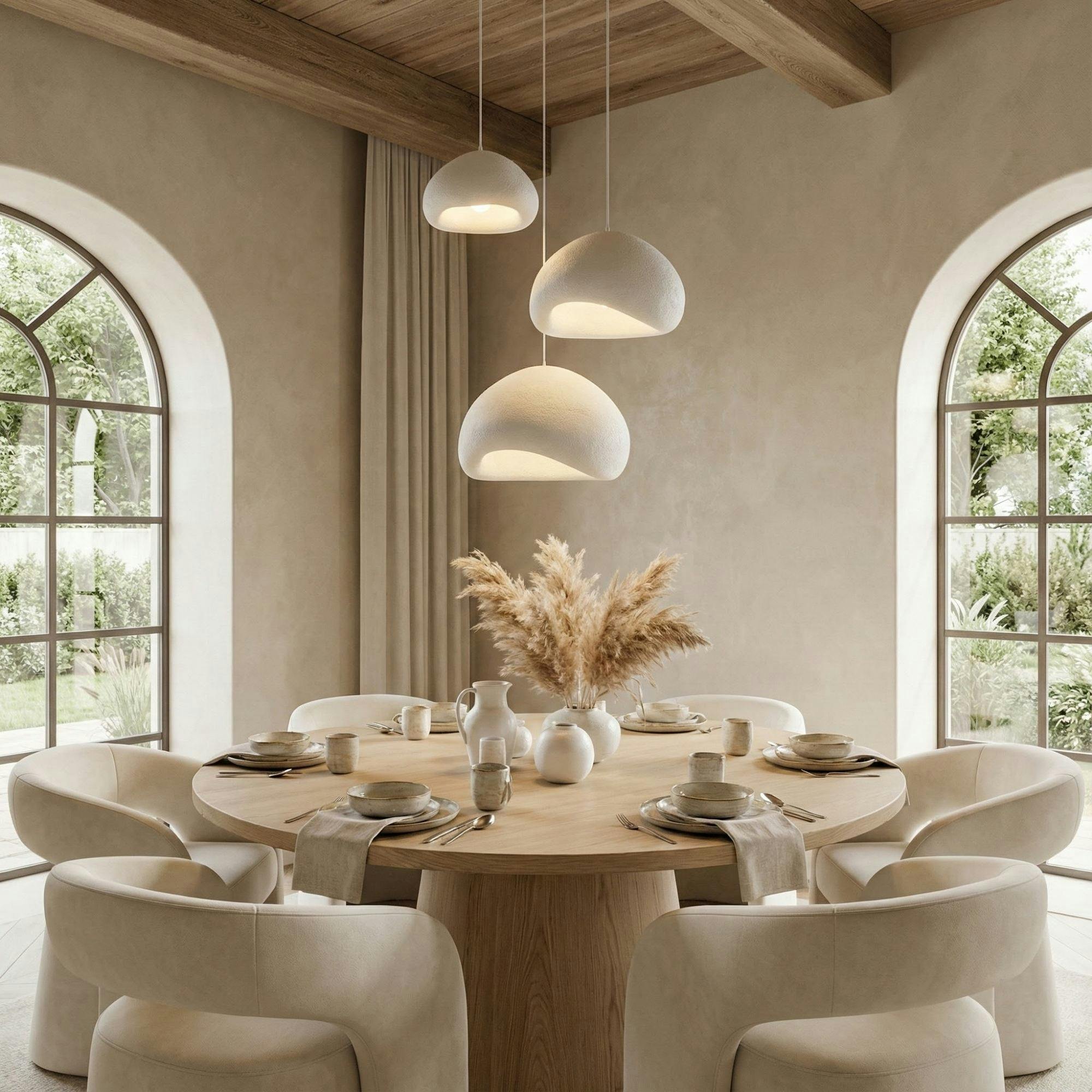 Suspension blanche design organique 3 abat-jour NOXIS