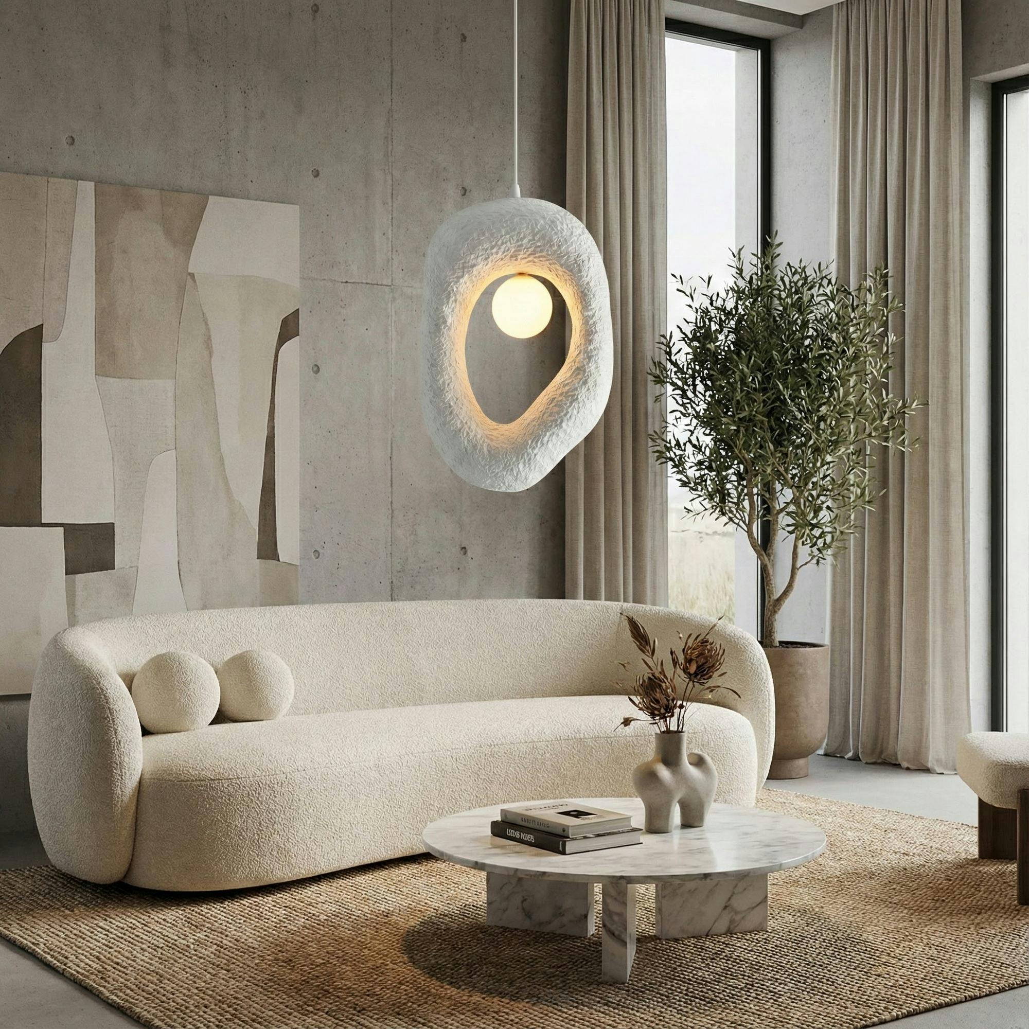 Suspension blanche design organique anneau NOXIS