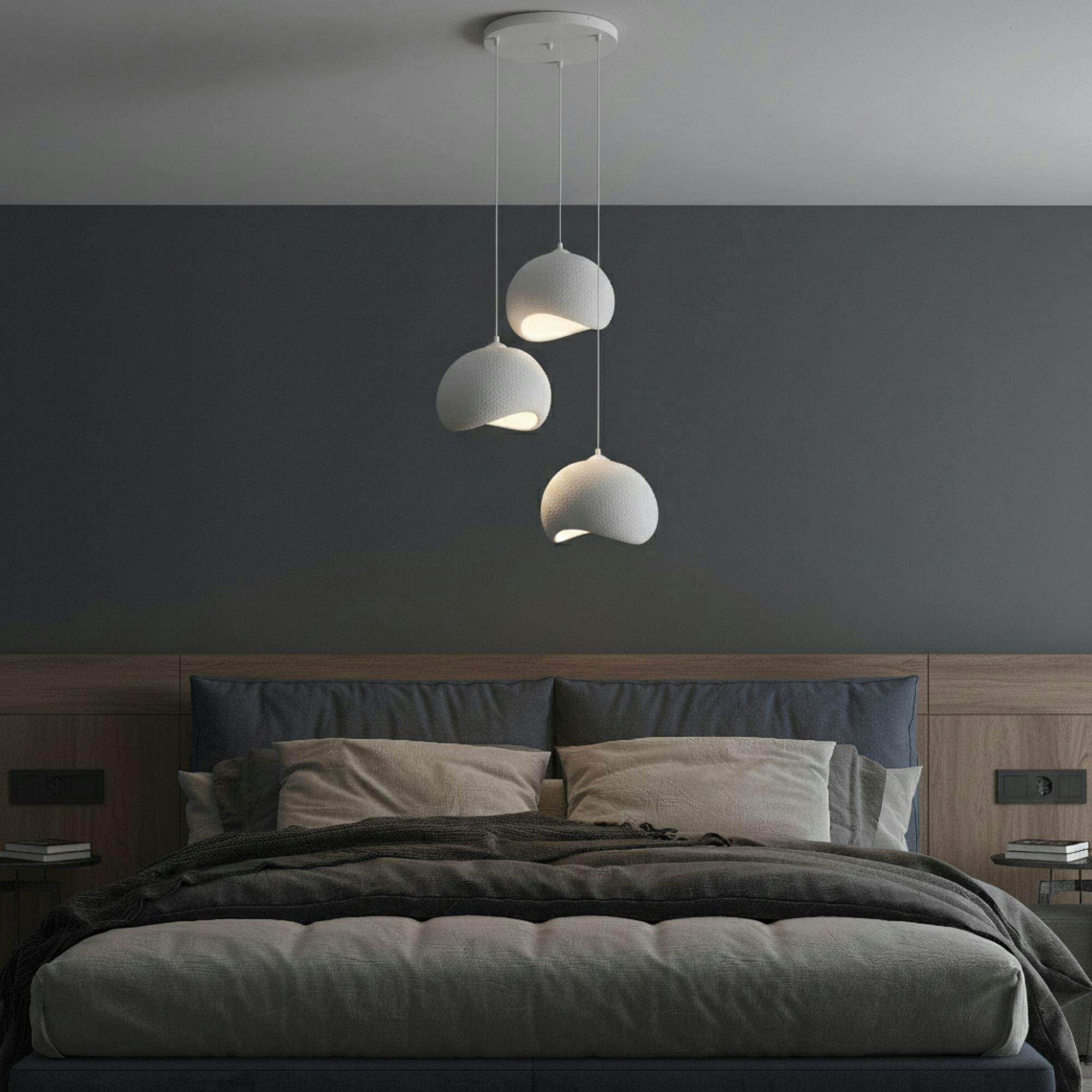 Suspension blanche étagée 3 lampes 55 cm NOXIS