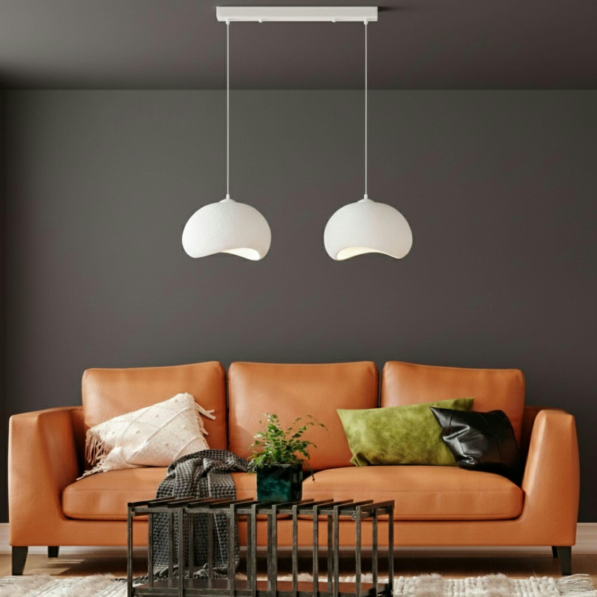 Suspension blanche îlot cuisine 2 lampes 80 cm NOXIS