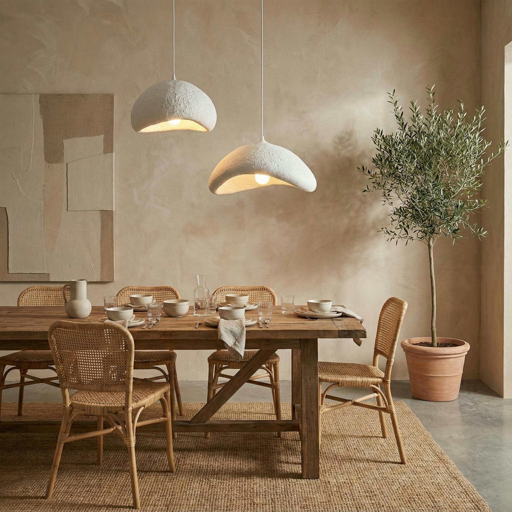 Suspension blanche wabi-sabi 2 abat-jour 70 cm NOXIS