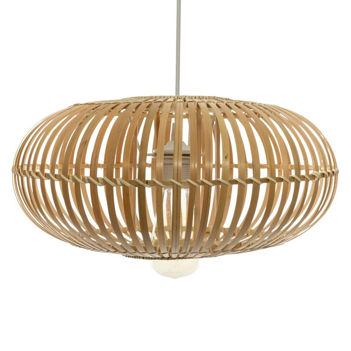 Suspension boule plate en bambou