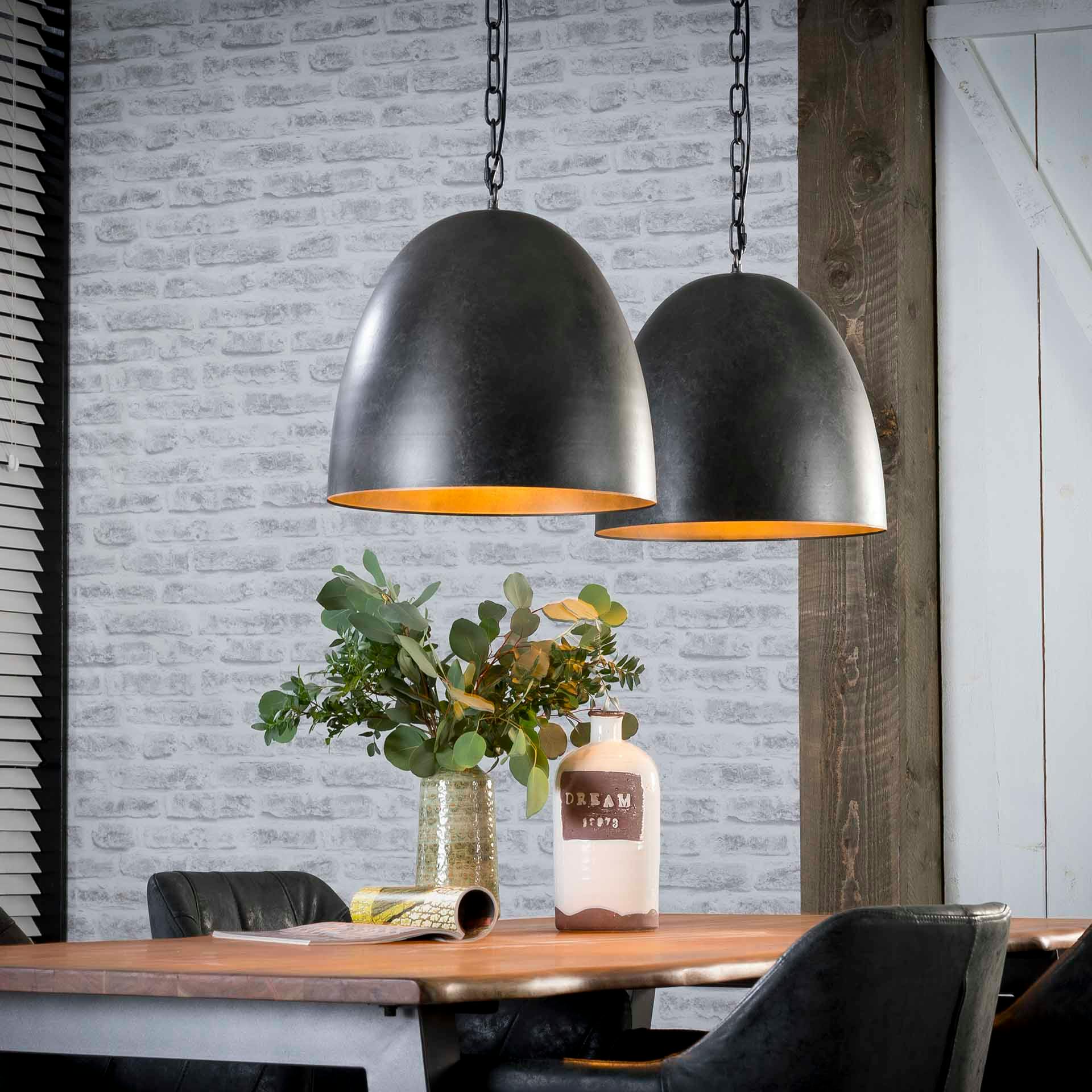 Suspension cloche 2 lampes charbon RALF