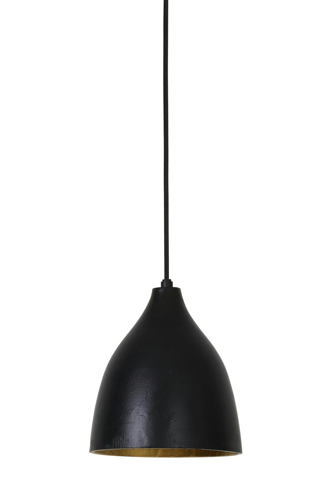 Suspension cloche métal noir mat et or