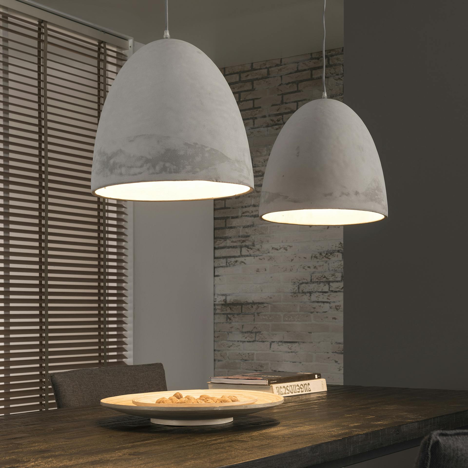 Suspension contemporaine 2 cloches béton