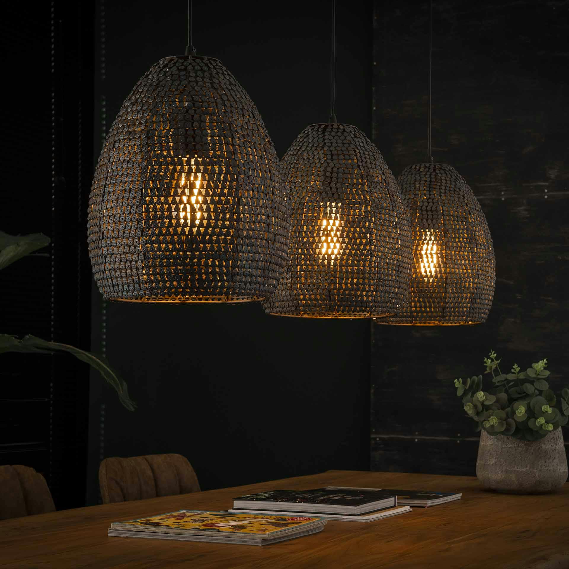 Suspension contemporaine 3 lampes ovales effet maille TRIBECA