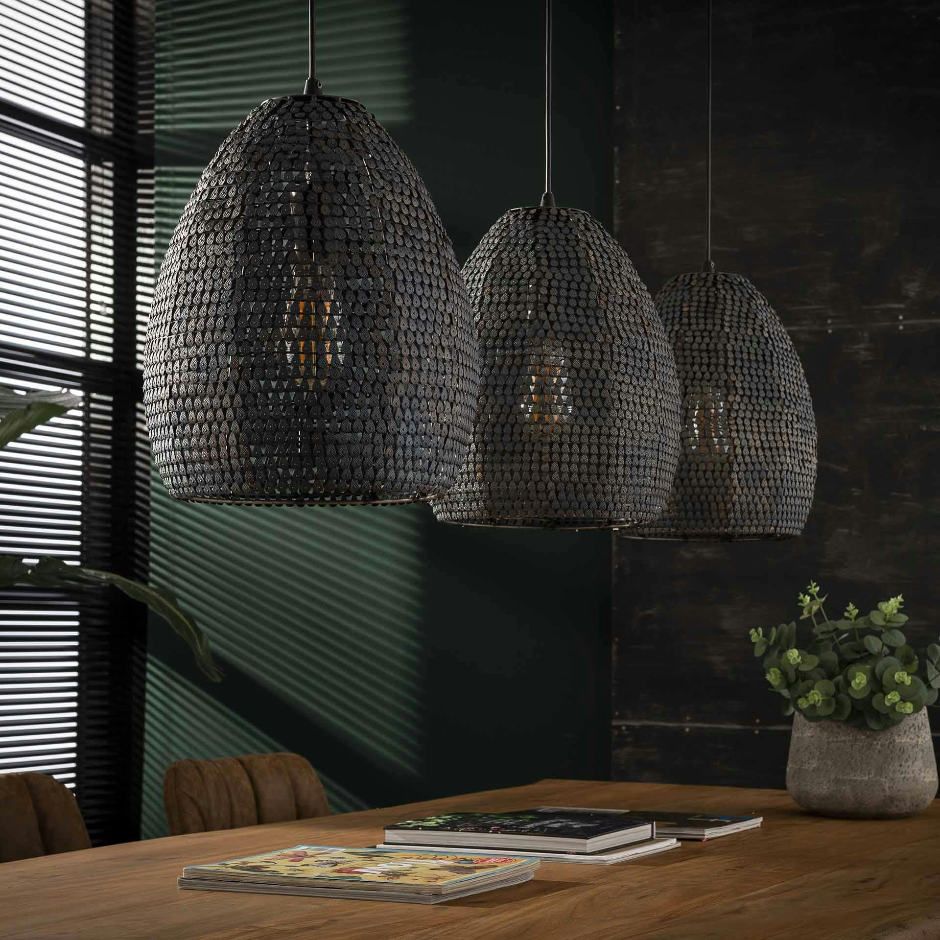 Suspension contemporaine 3 lampes ovales effet maille TRIBECA