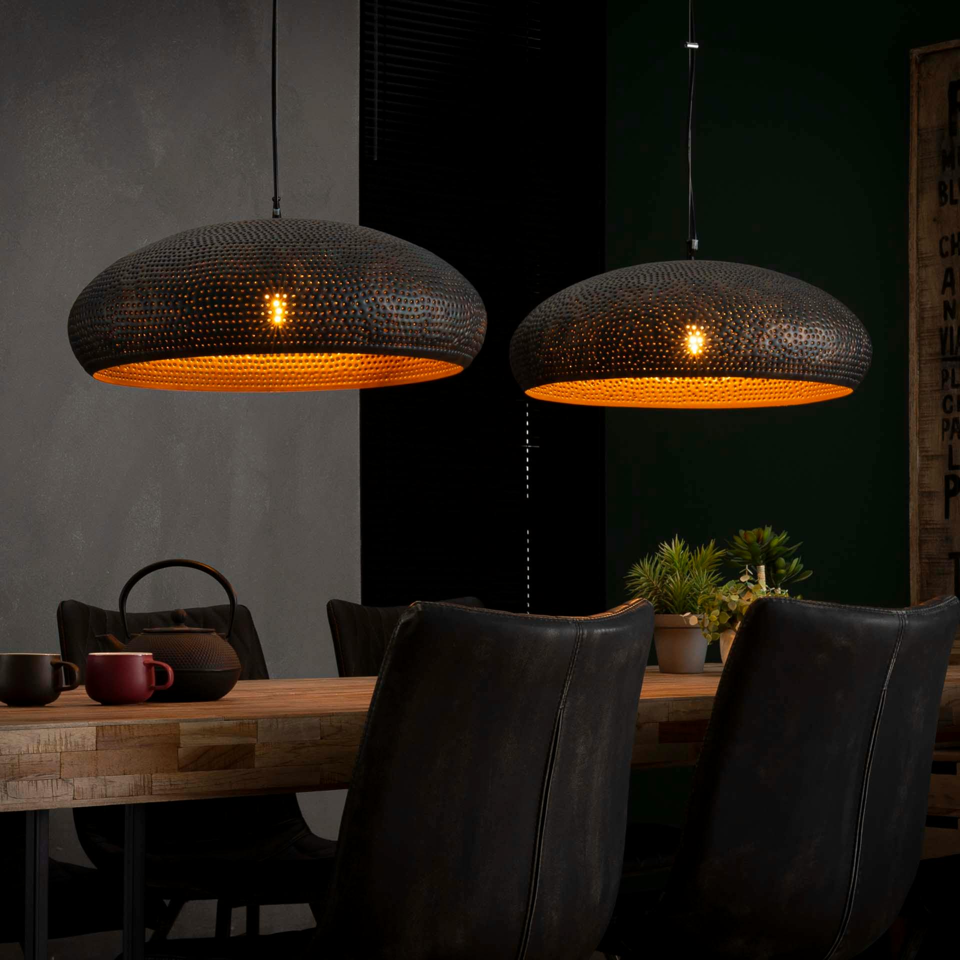 Suspension contemporaine ajourée ovale 2 lampes RALF