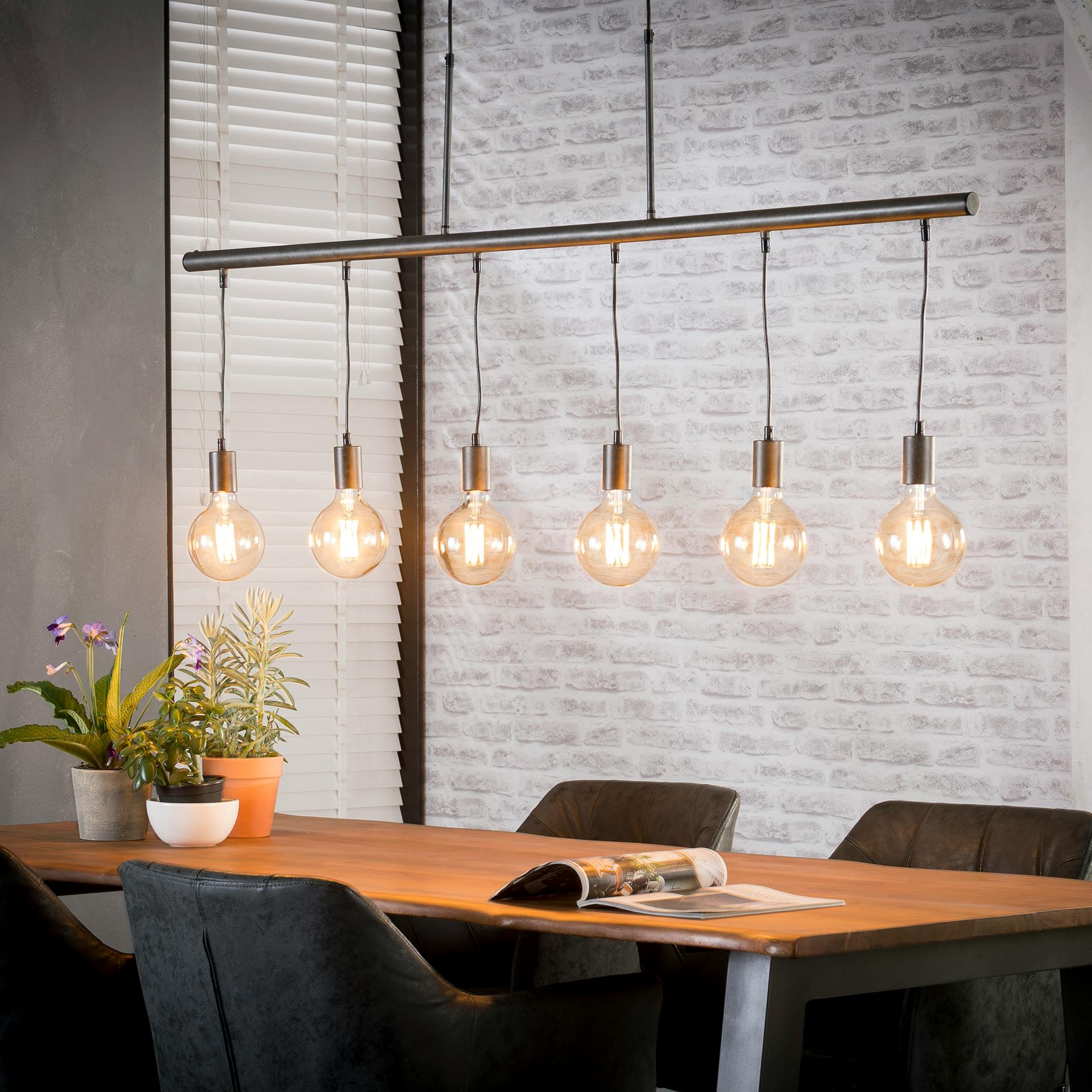 Suspension contemporaine tubulaire 6 lampes TRIBECA