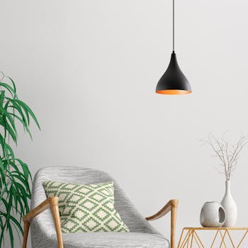Suspension de cuisine noire mate – intérieur cuivré SILE