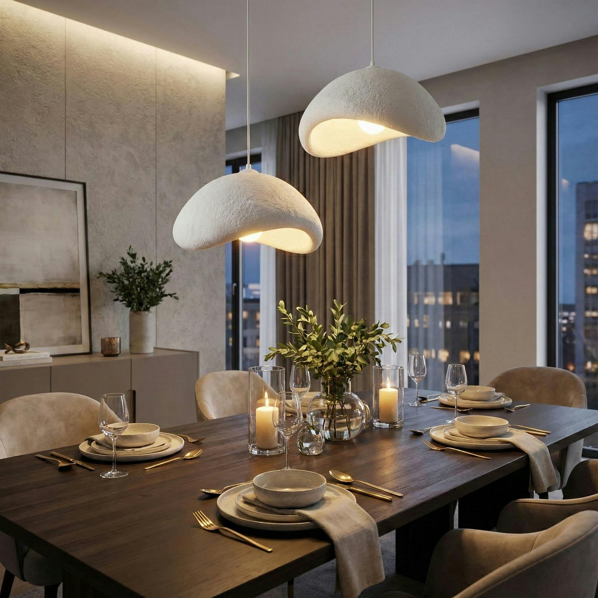 Suspension de table blanche 2 lampes 94 cm NOXIS