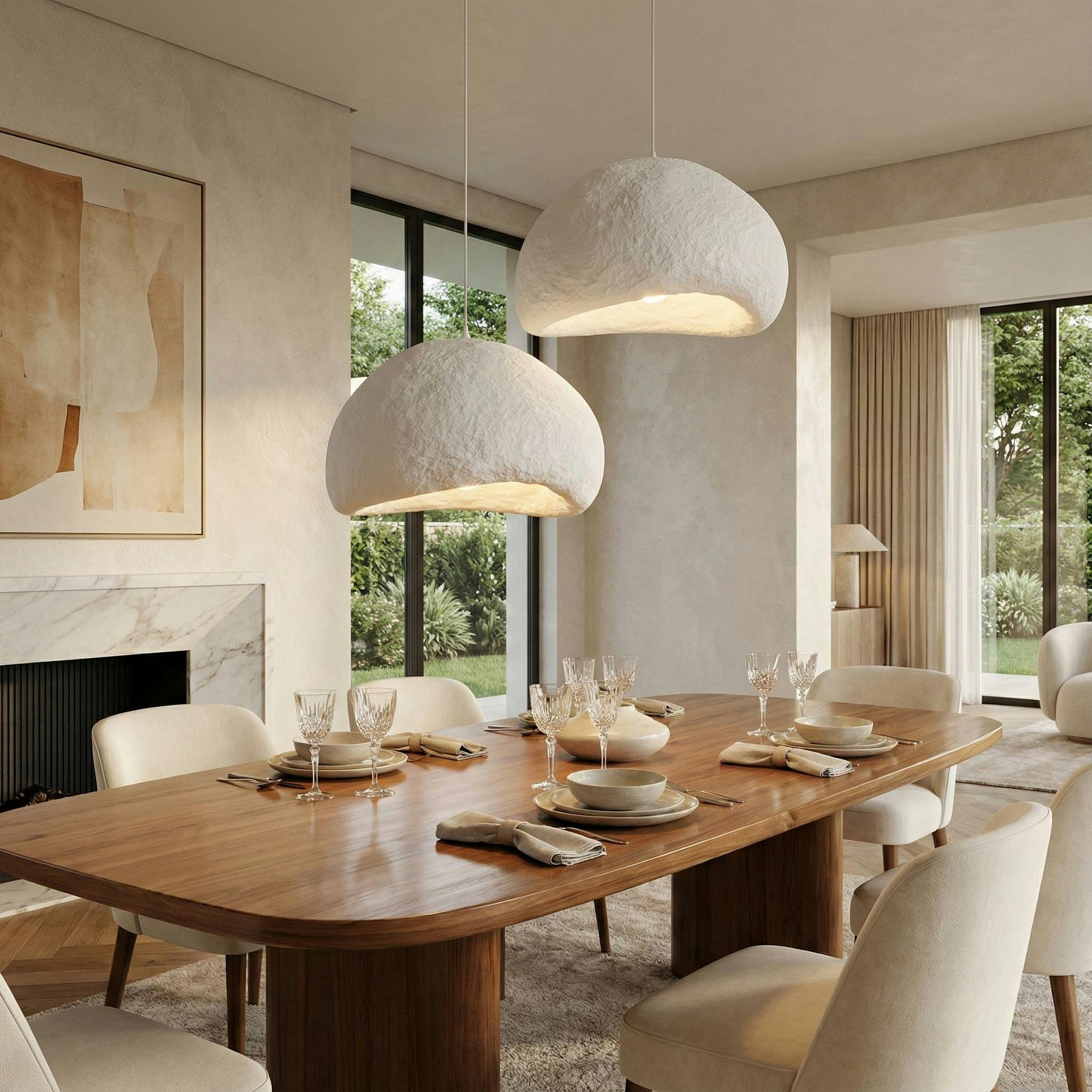 Suspension de table blanche design 2 abat-jour 94 cm NOXIS