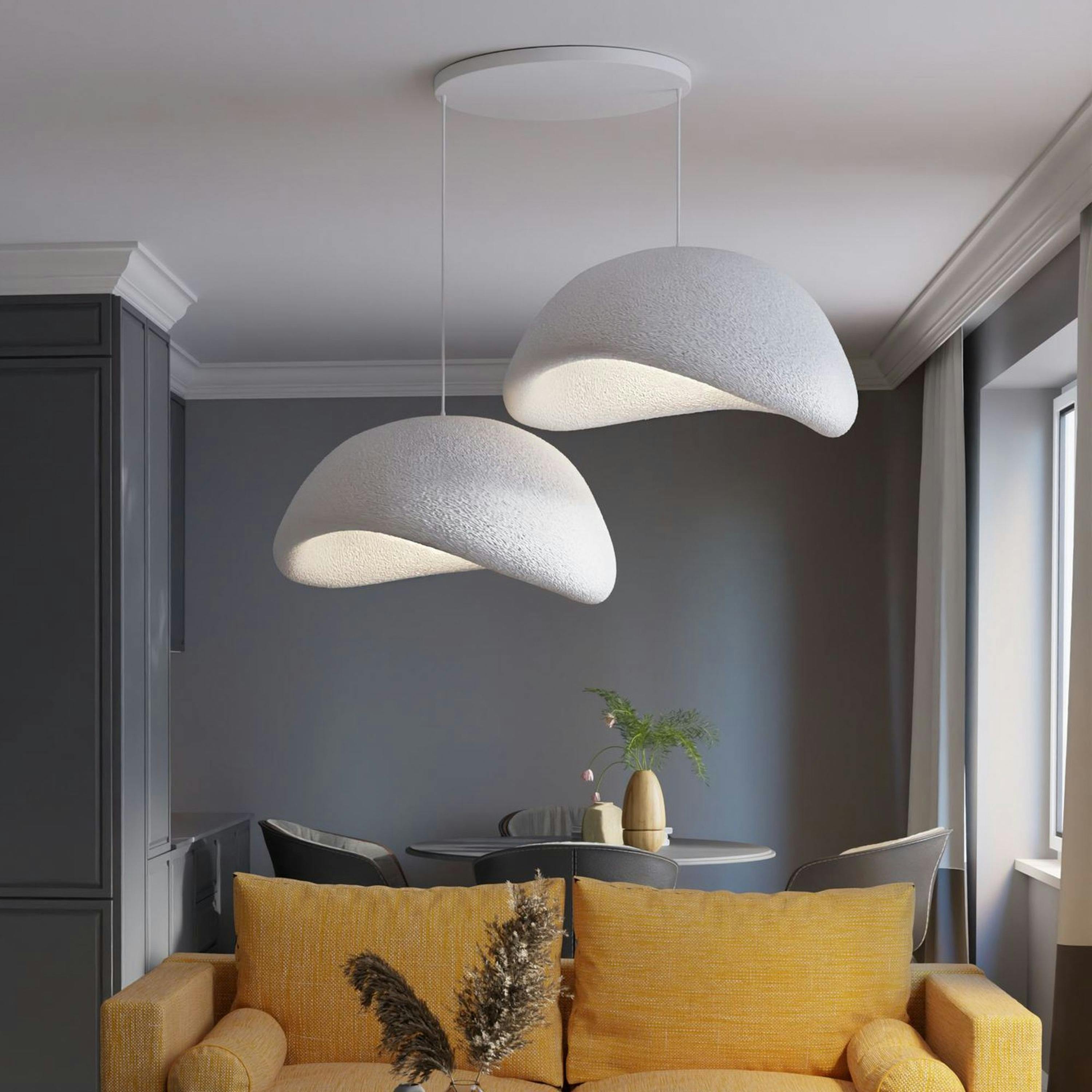 Suspension design blanche 2 abat-jour wabi-sabi 50 cm NOXIS