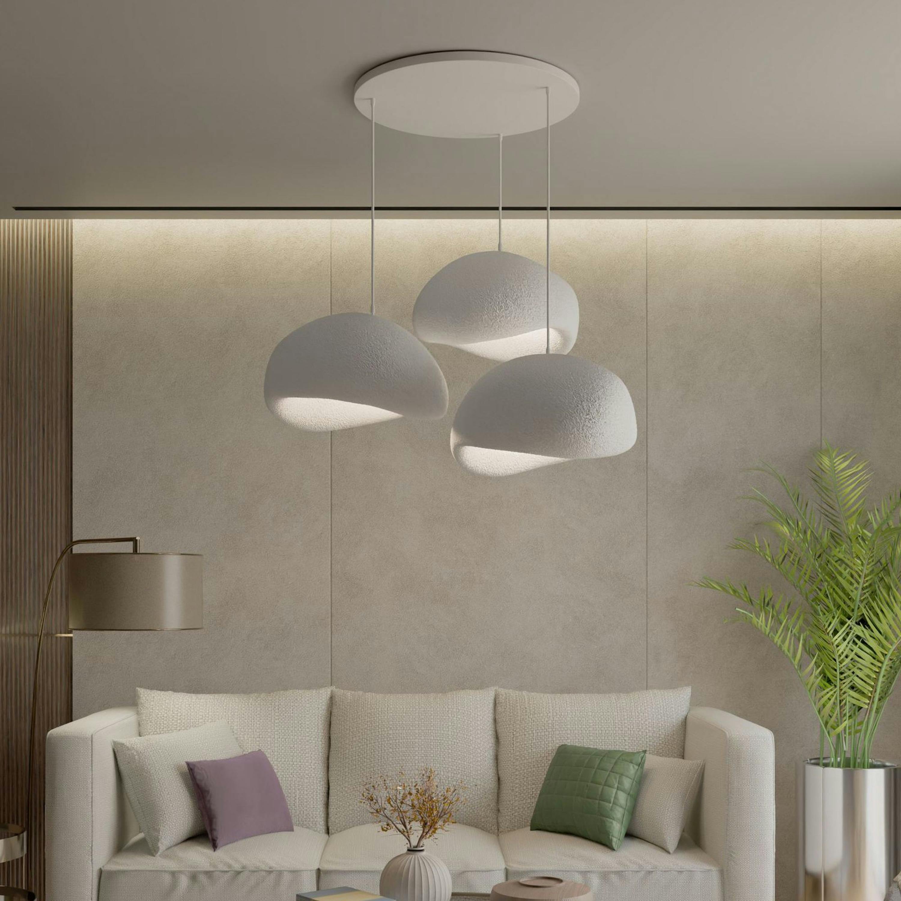 Suspension design blanche 3 abat-jour style wabi-sabi NOXIS