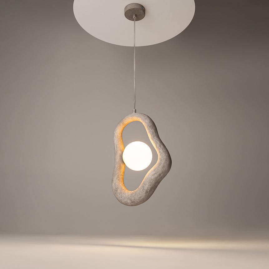 Suspension design effet béton gris – globe central LULING
