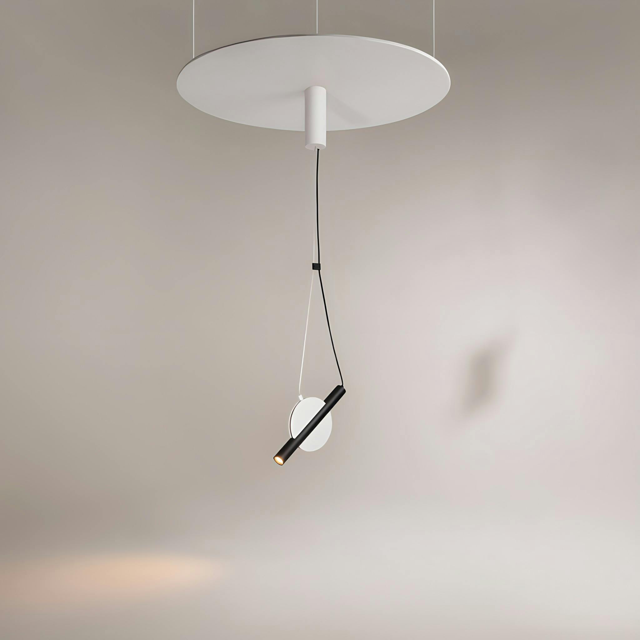 Suspension design graphique – disque blanc et tube noir MONA