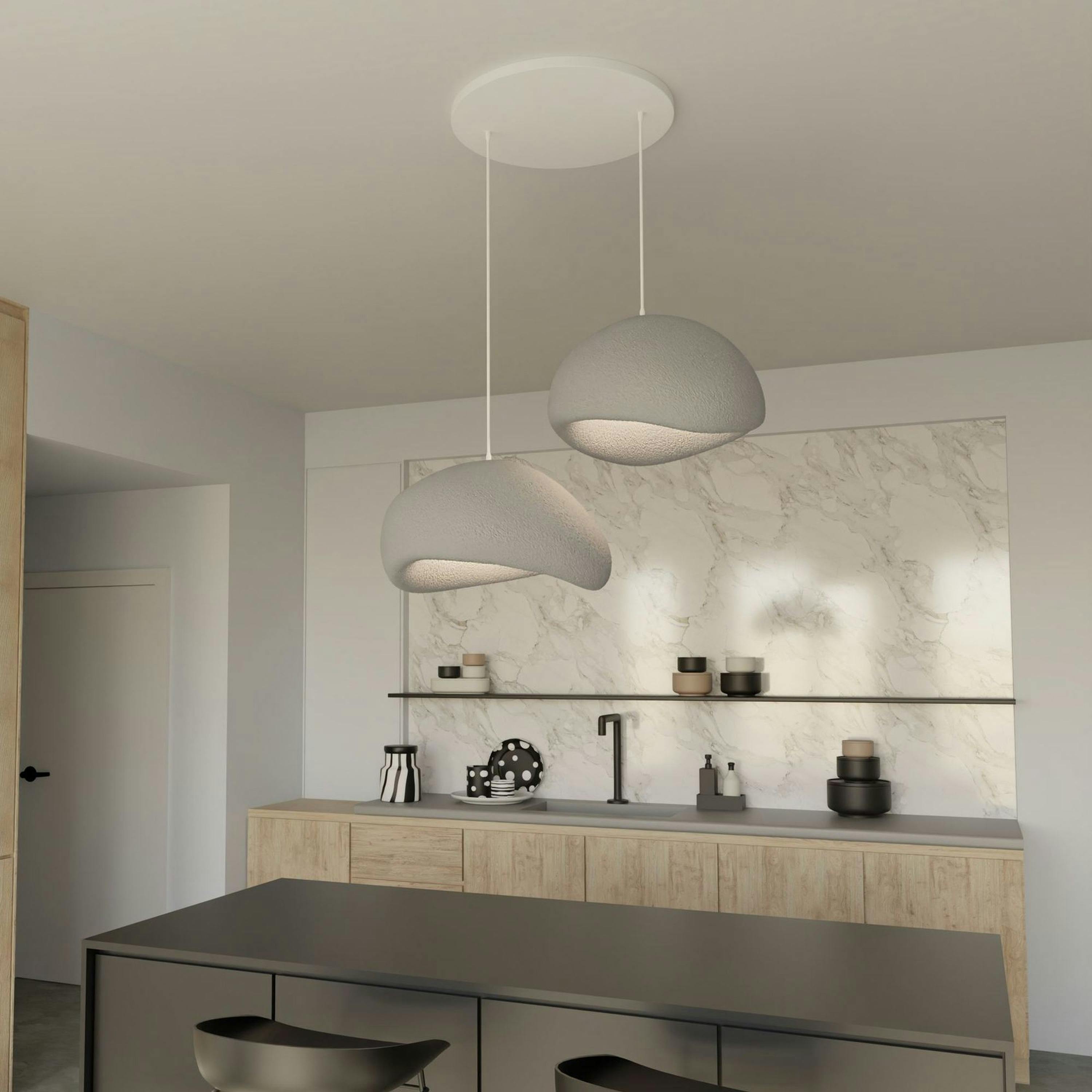 Suspension design grise 2 abat-jour style wabi-sabi NOXIS