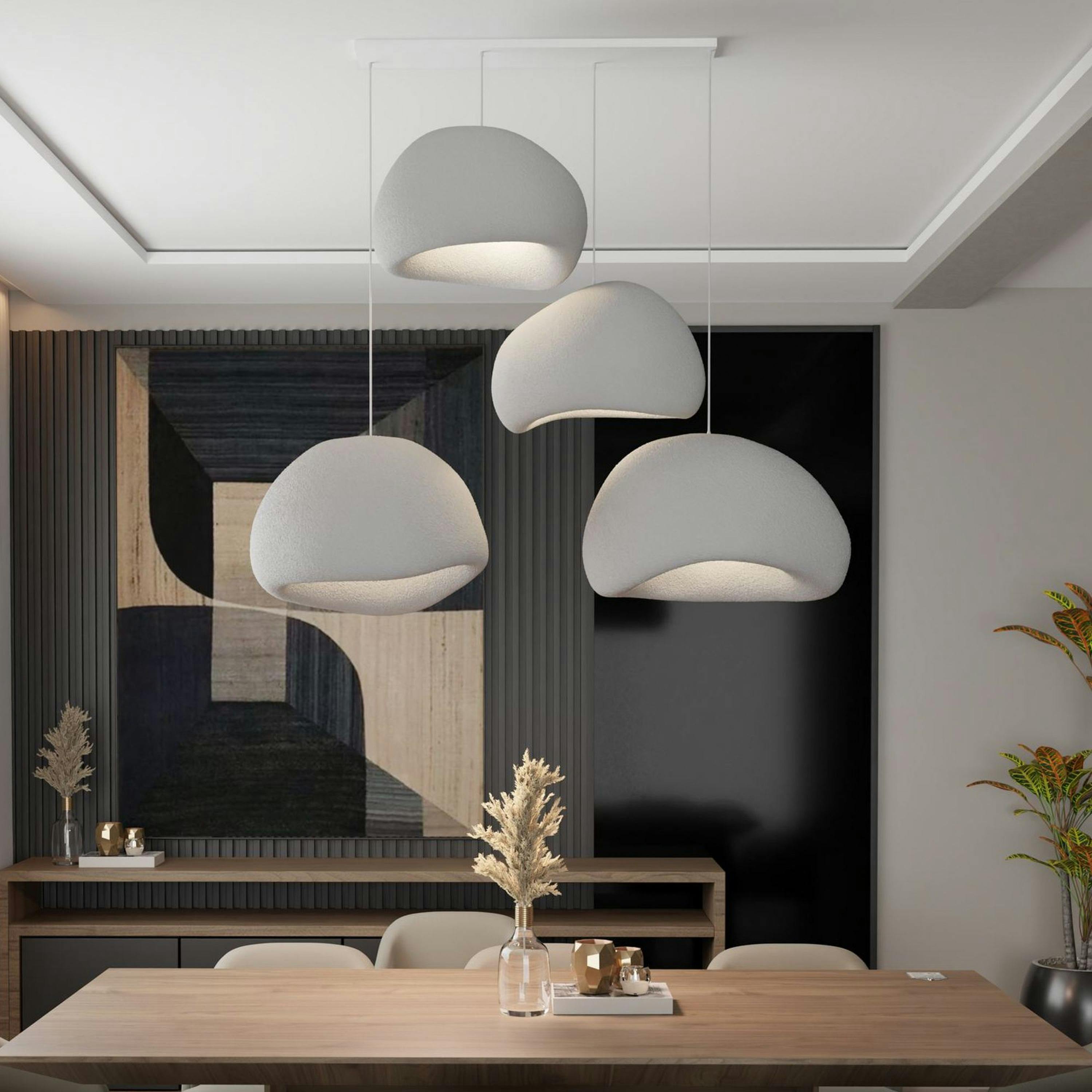 Suspension design grise 4 abat-jour wabi-sabi NOXIS