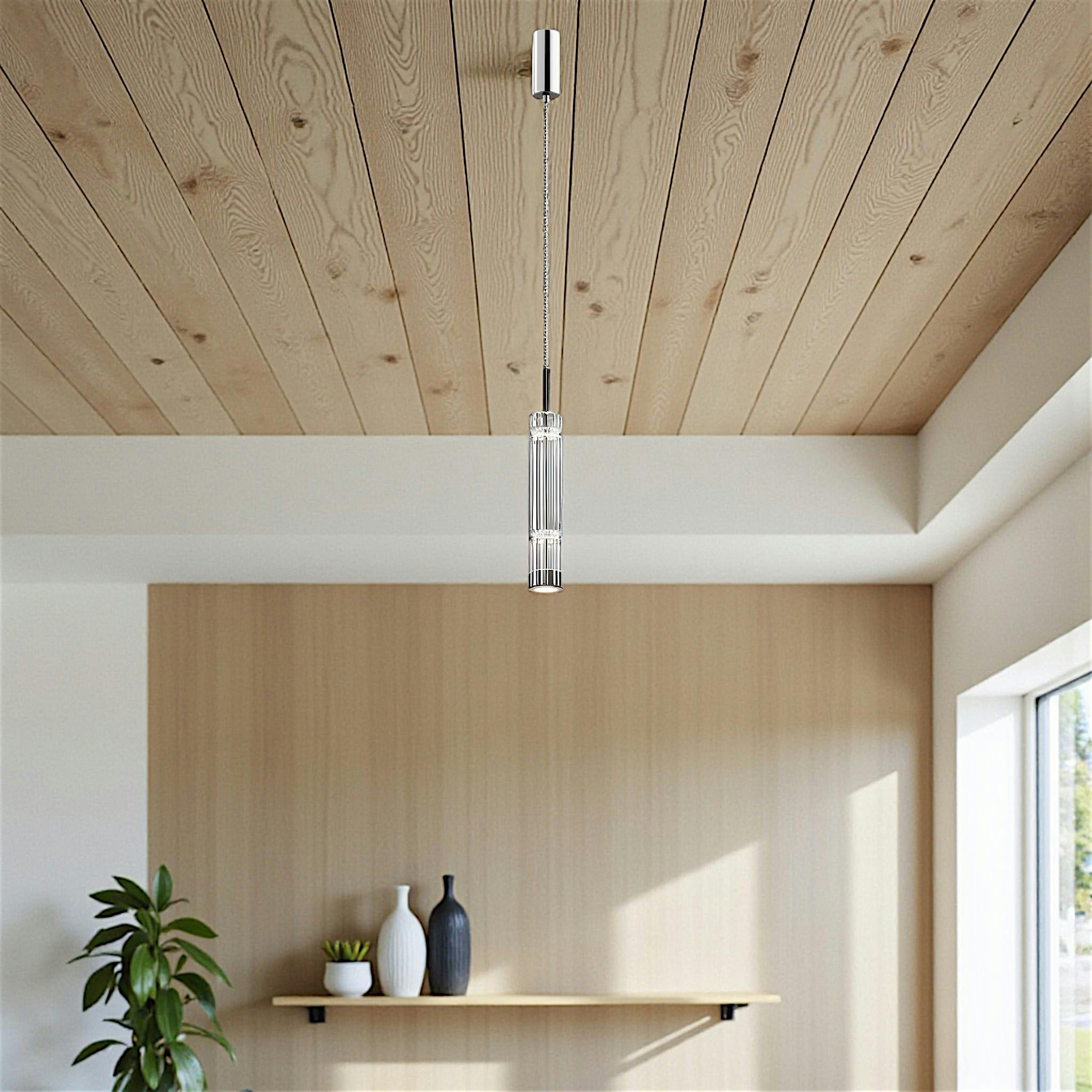Suspension design LED – abat‑jour verre taillé 365 cm SOLANA