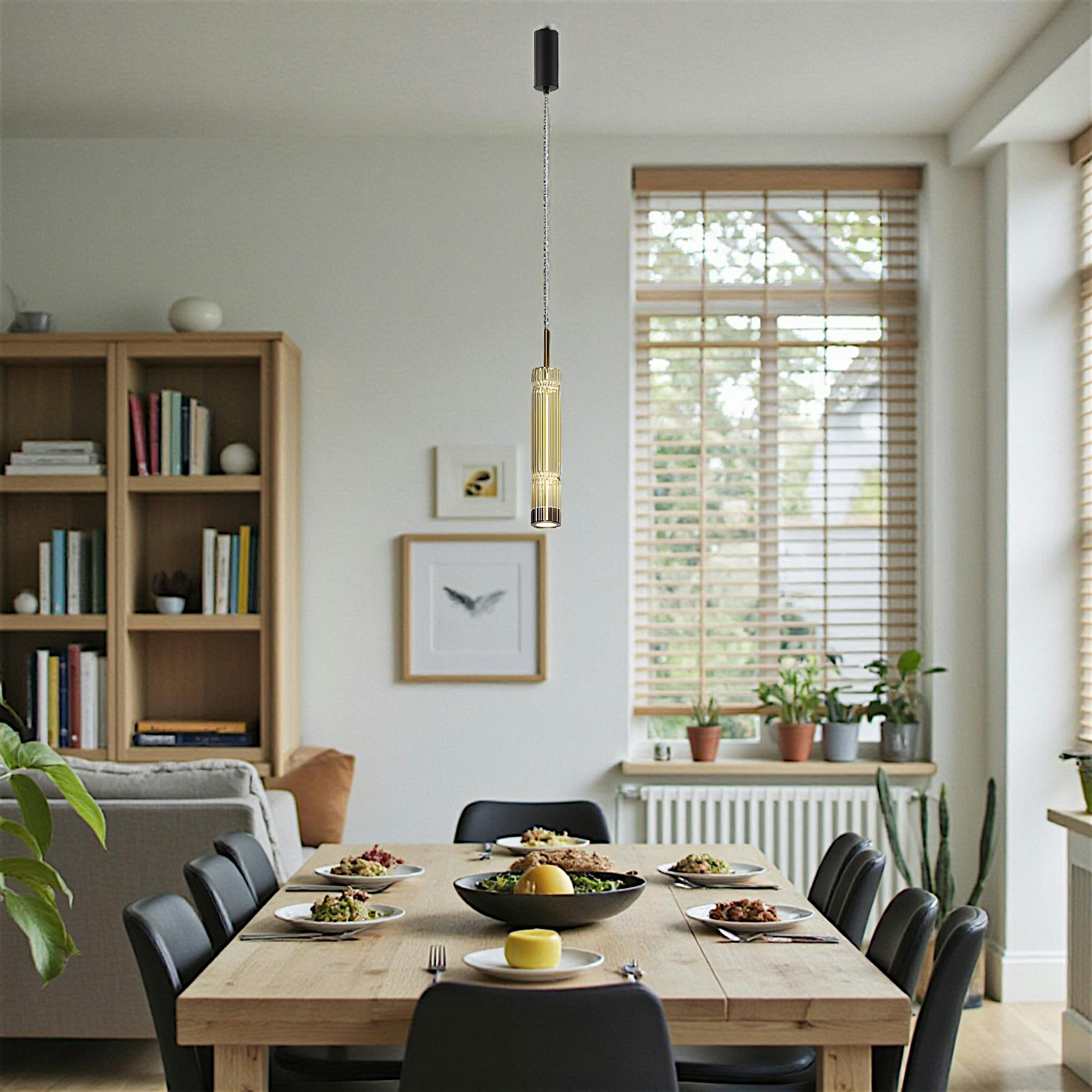 Suspension design LED – abat‑jour verre taillé ambré 365 cm SOLANA