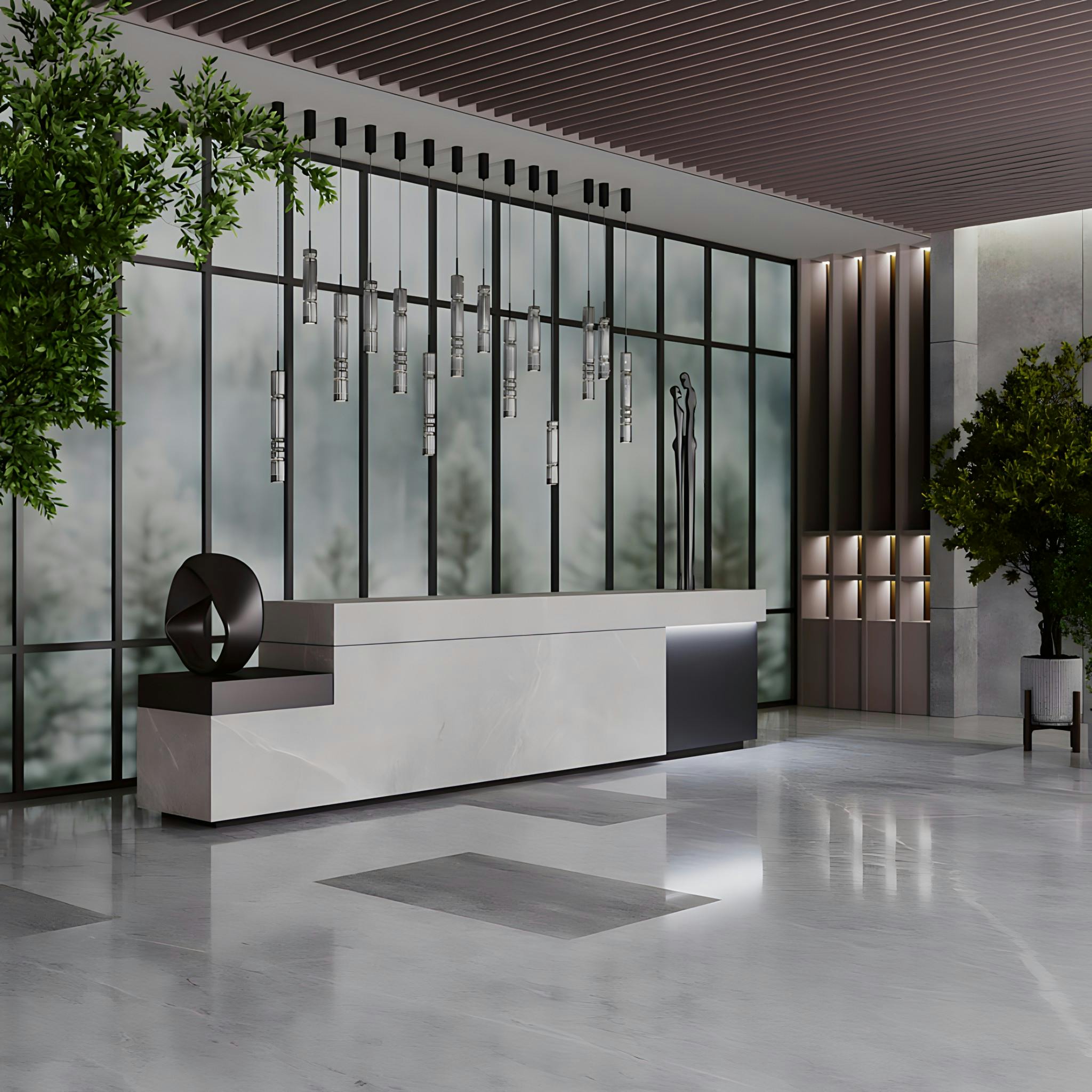 Suspension design LED – abat‑jour verre taillé gris SOLANA