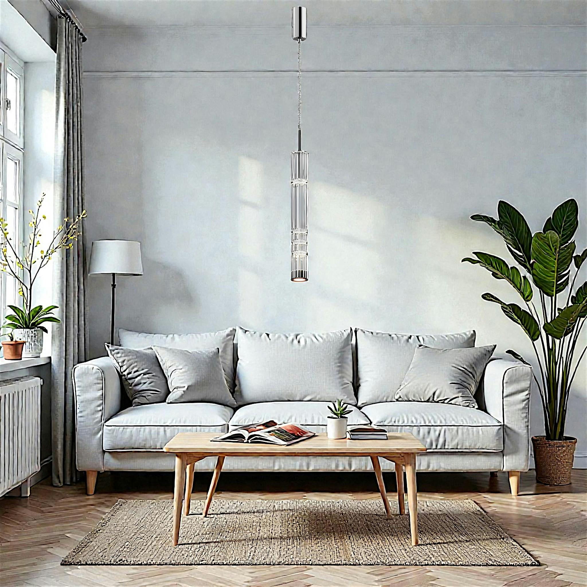 Suspension design LED – abat‑jour verre taillé SOLANA