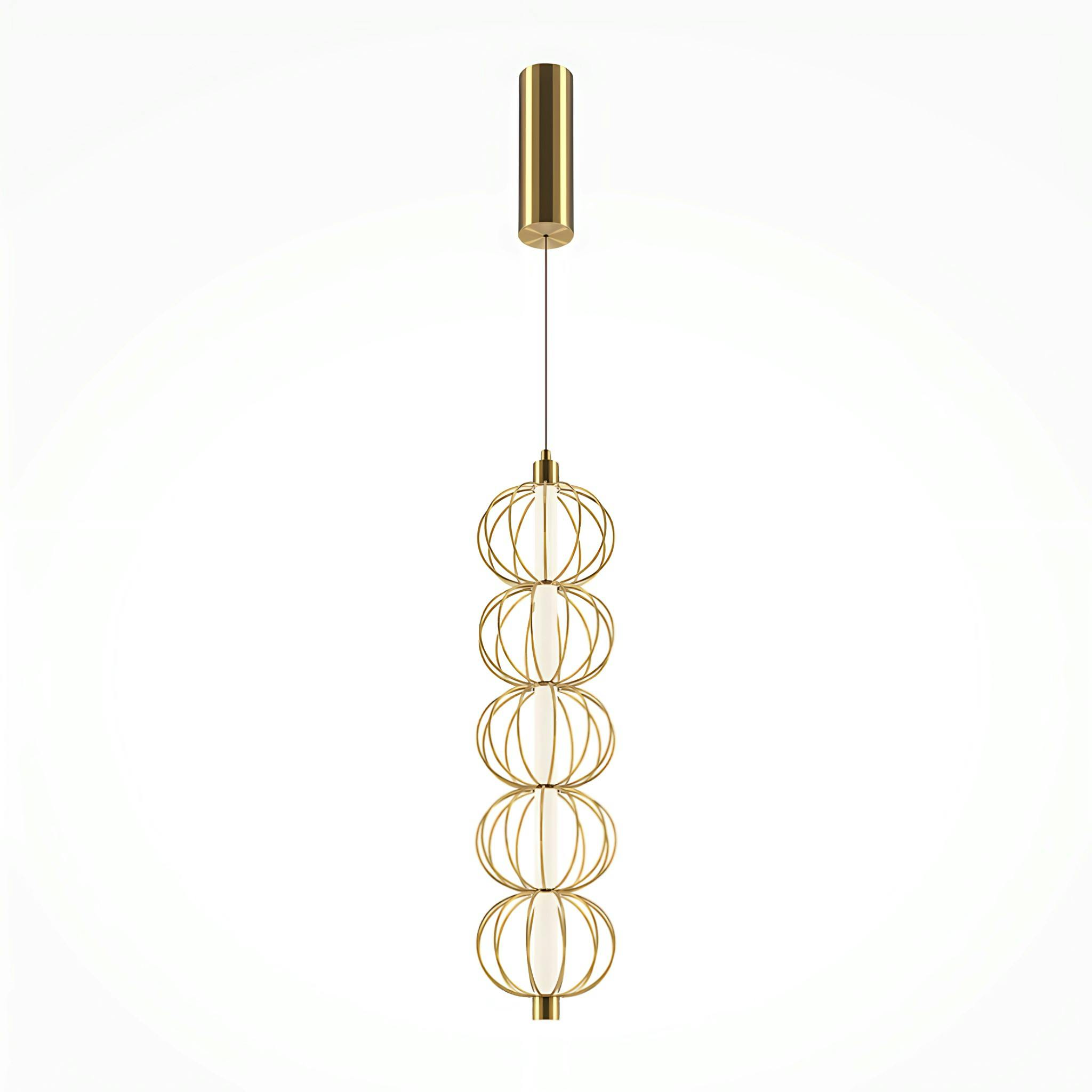 Suspension design LED avec sphères en métal doré EDEN