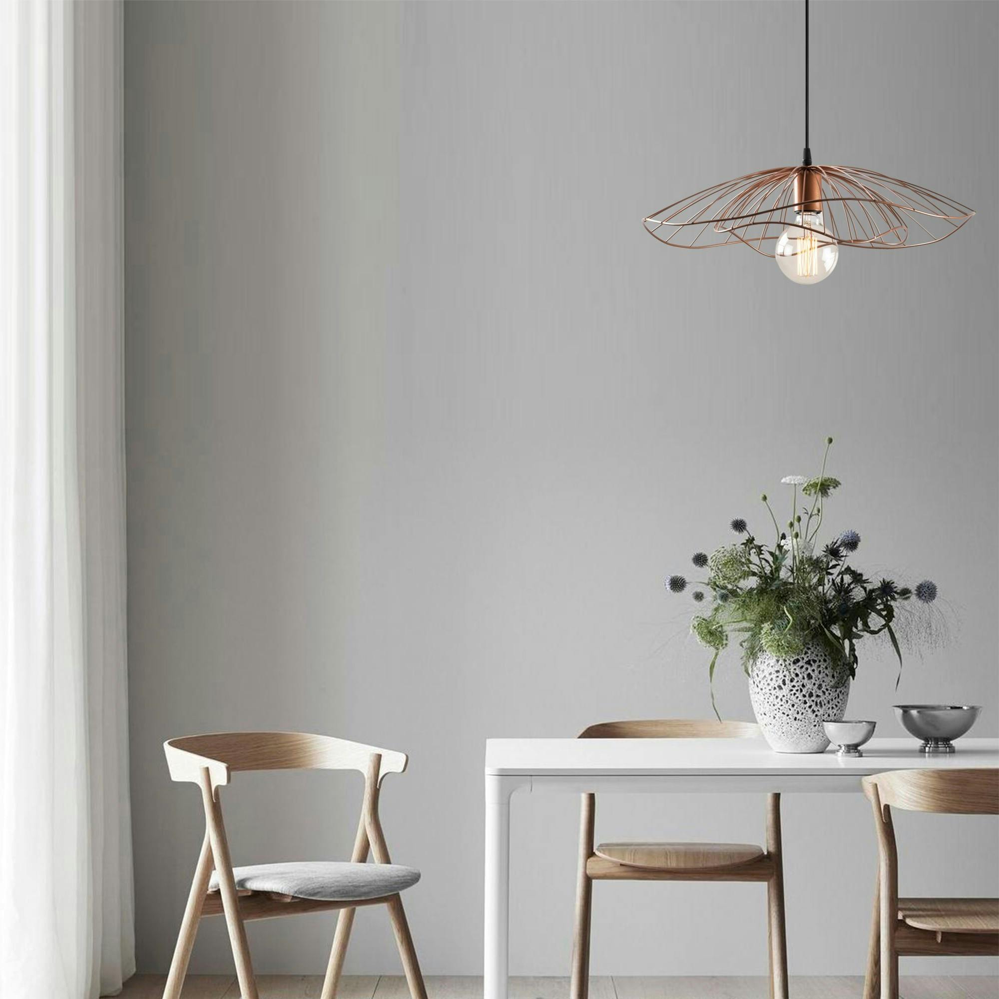 Suspension design métal cuivré filaire forme fleur SINOP