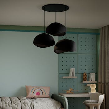 Suspension design noire 3 abat-jour style wabi-sabi NOXIS