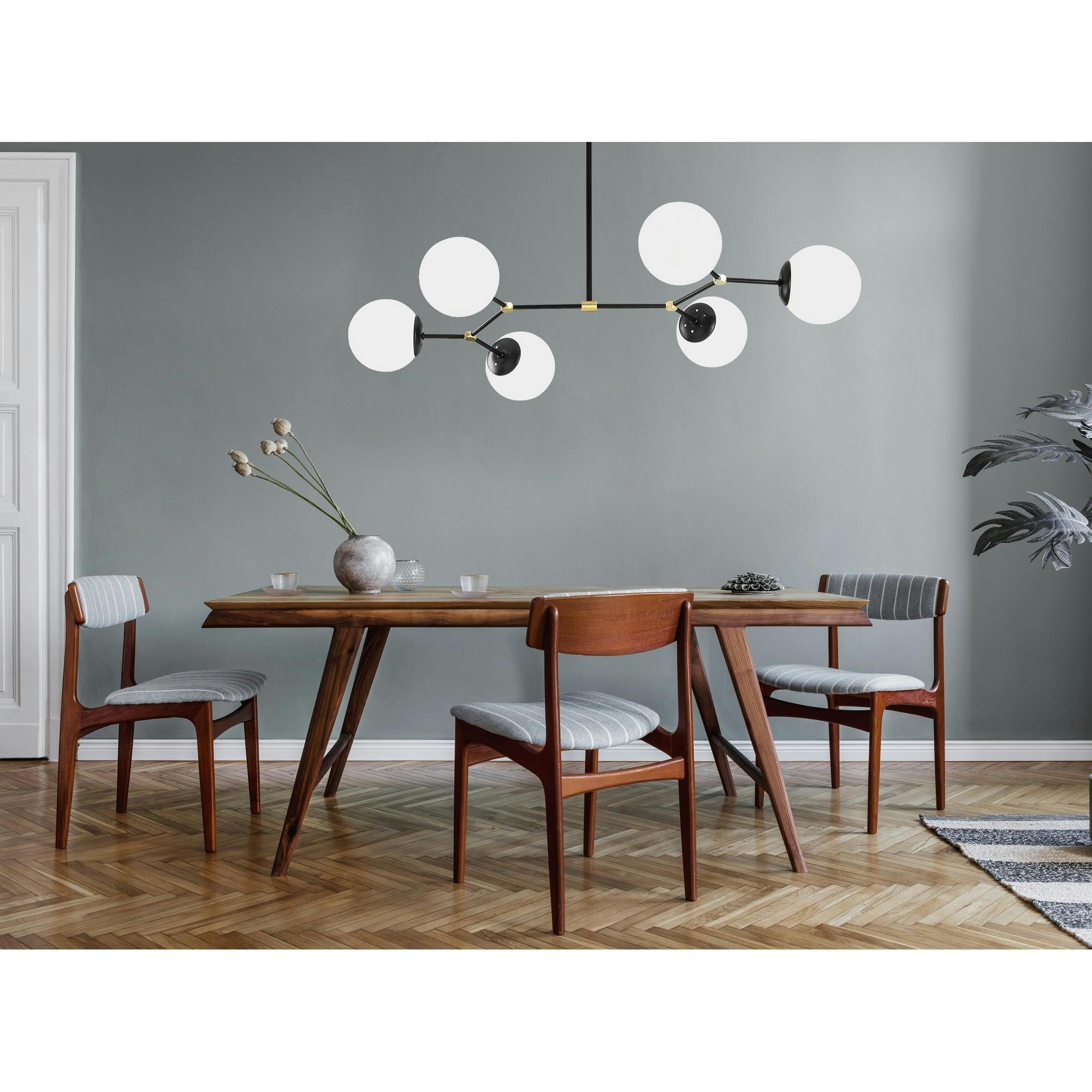 Suspension design noire 6 globes verre dépoli SIERRE