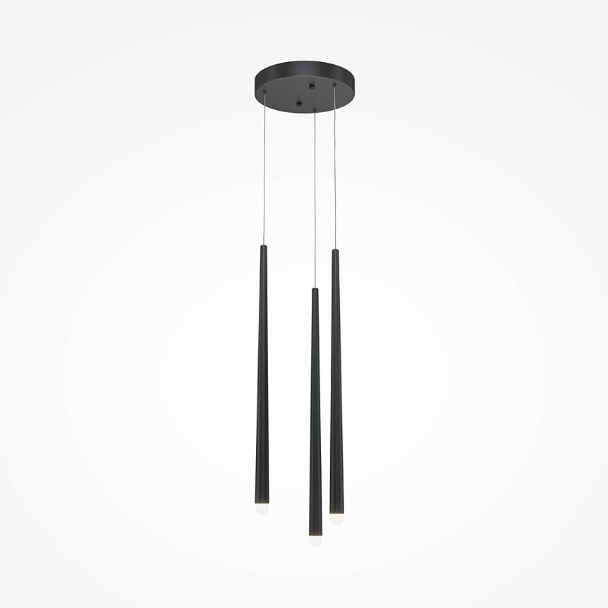 Suspension design noire LED - 3 tiges verticales AURORA