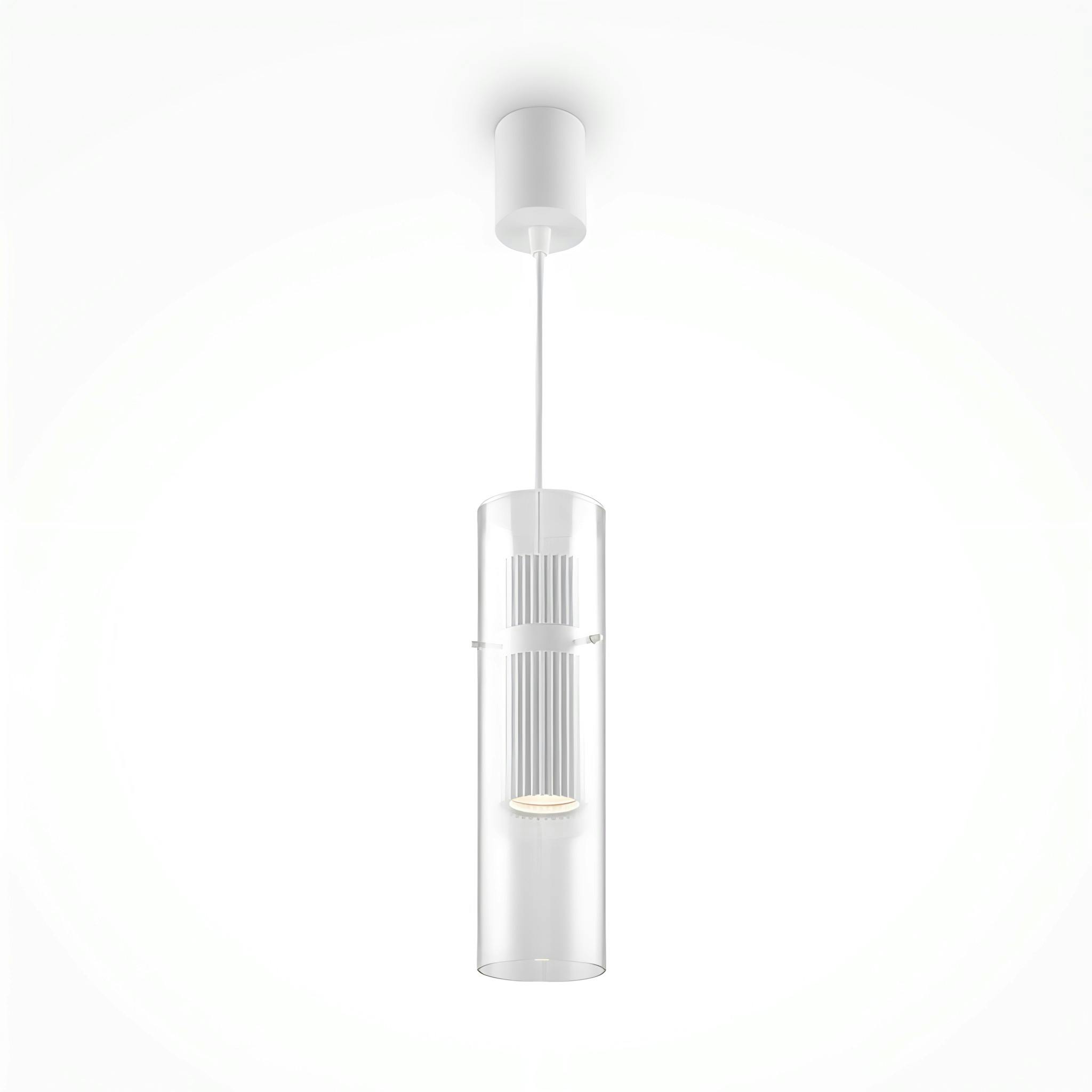 Suspension design verre – cylindre blanc et transparent TAVA