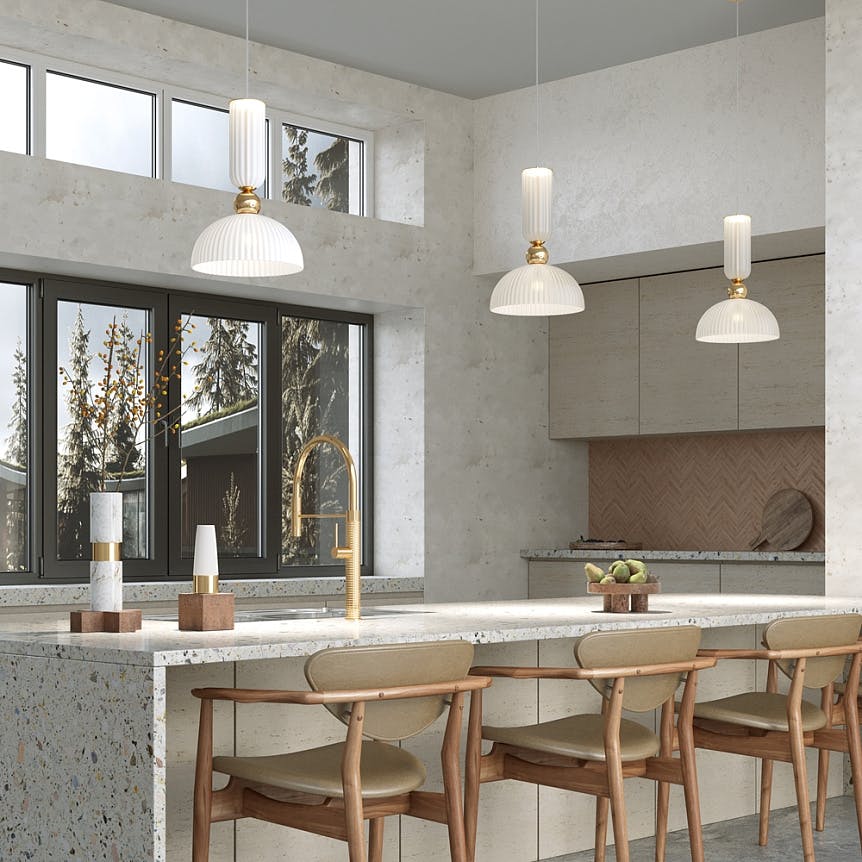 Suspension design verre dépoli forme coupole SOLANA