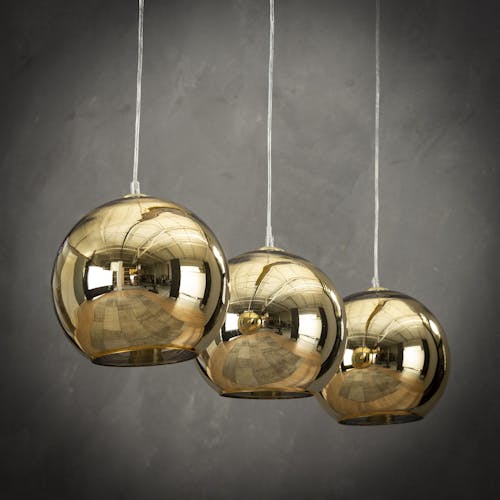 Suspension dorée contemporaine 3 lampes