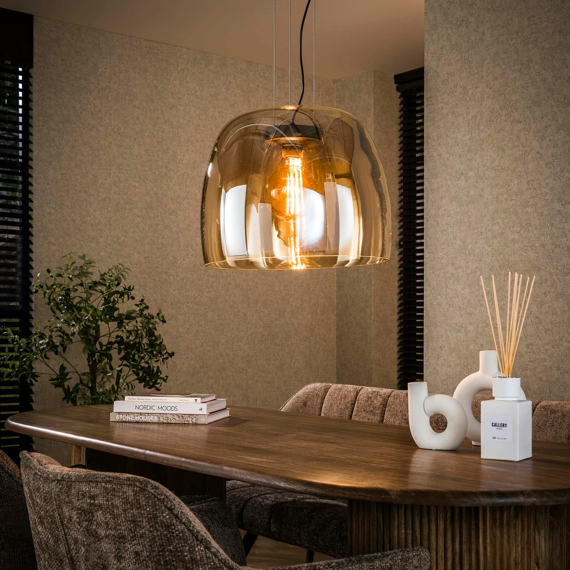 Suspension en verre ambré forme cloche 48 cm NIAGARA