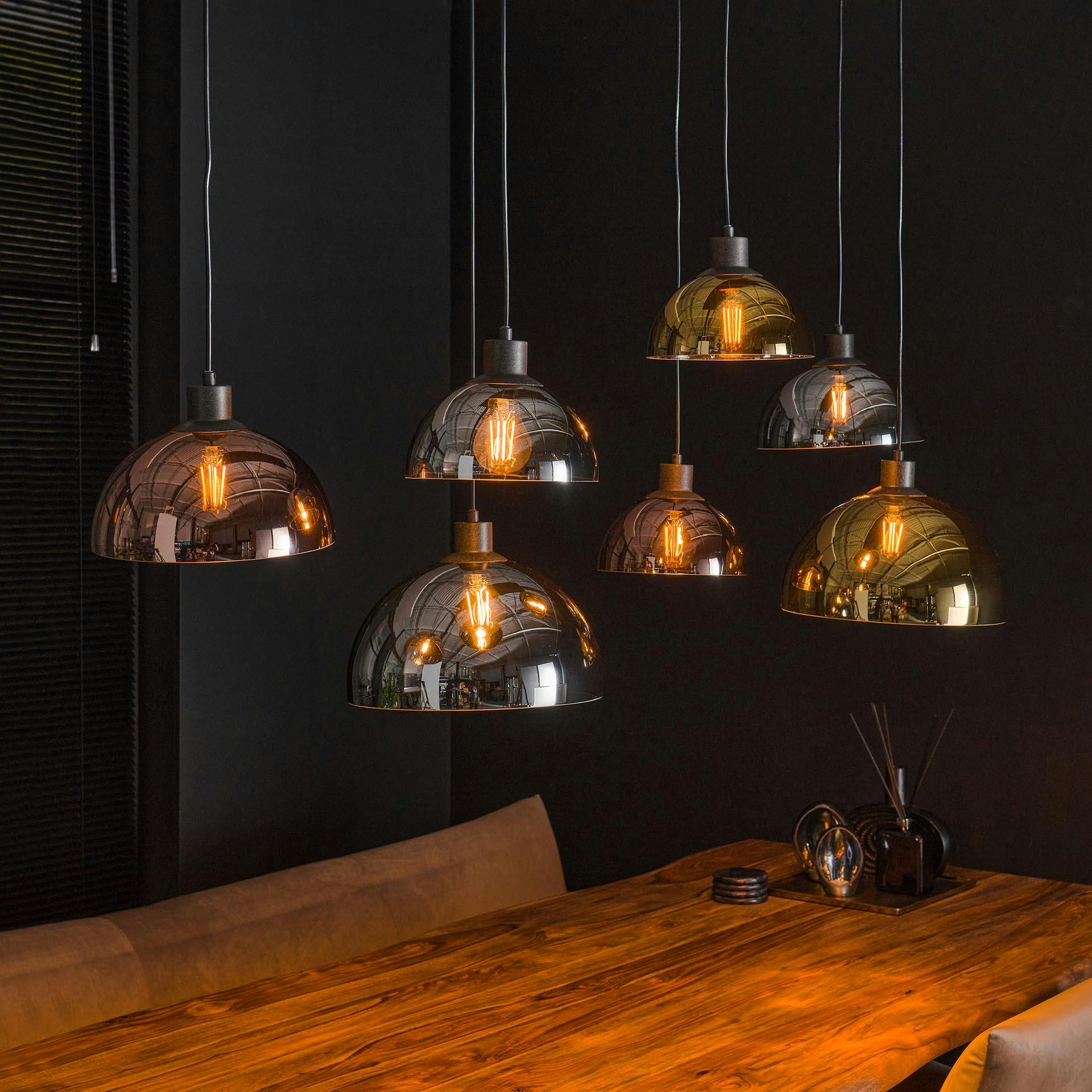 Suspension en verre coloré 7 lampes demi-sphères NOVA