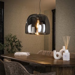 Suspension en verre gris fumé forme cloche 48 cm NIAGARA