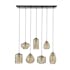 Suspension en verre strié 7 lampes ambrées NOVA