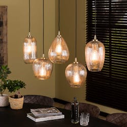 Suspension en verre travaillé 5 lampes NOVA