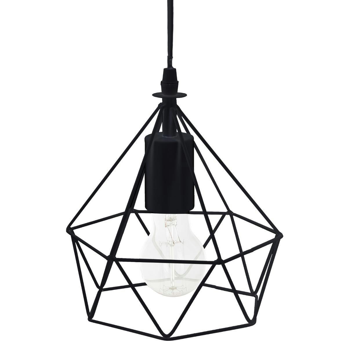 Suspension fil métal noir D19xH22cm