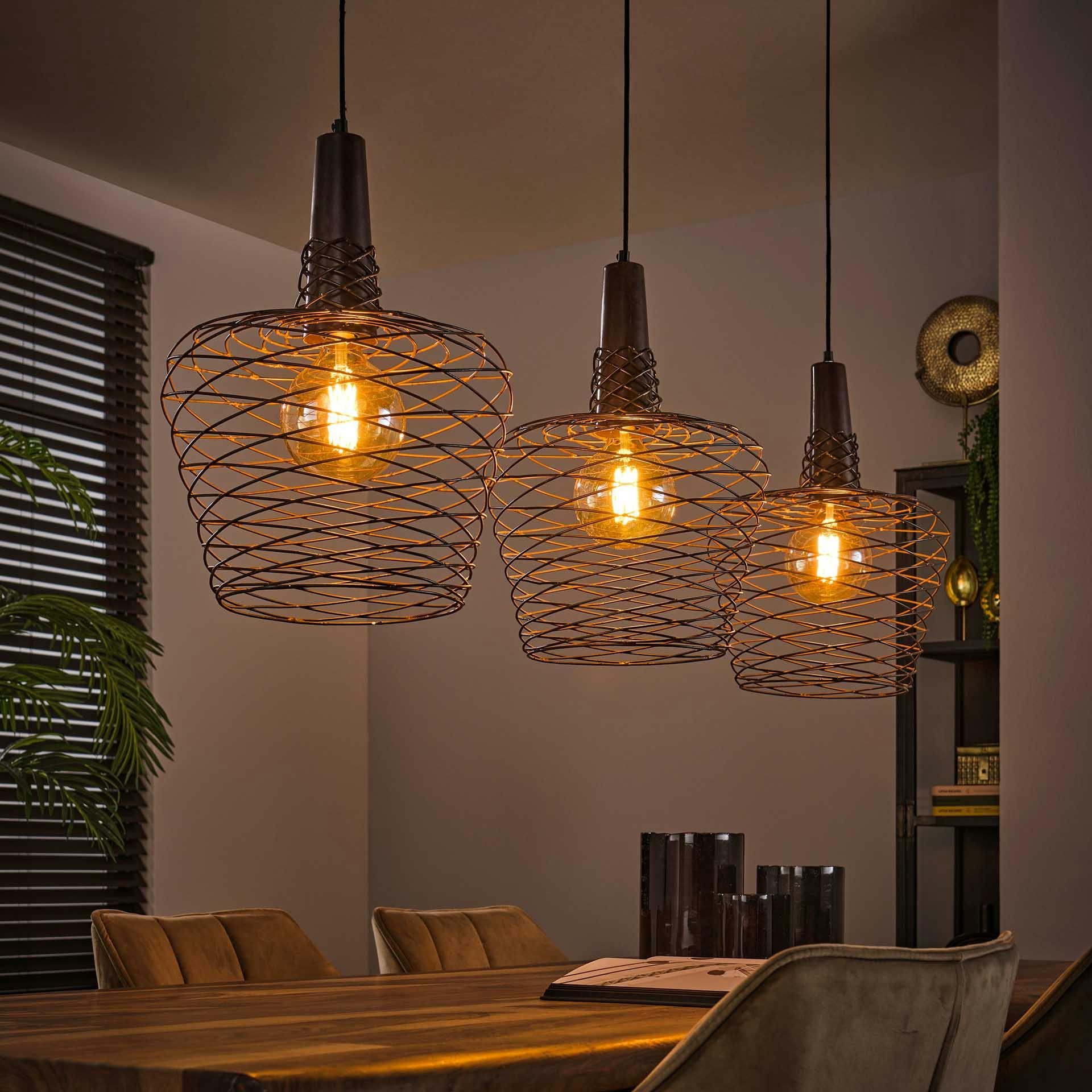Suspension filaire effet métal vieilli 3 lampes RALF