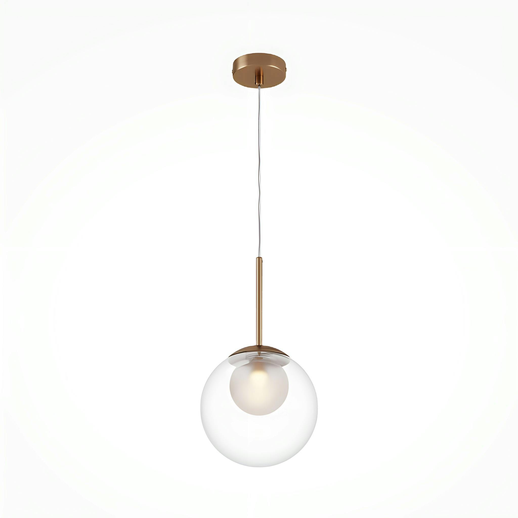 Suspension globe en verre & tige or, 20 cm DELTONA