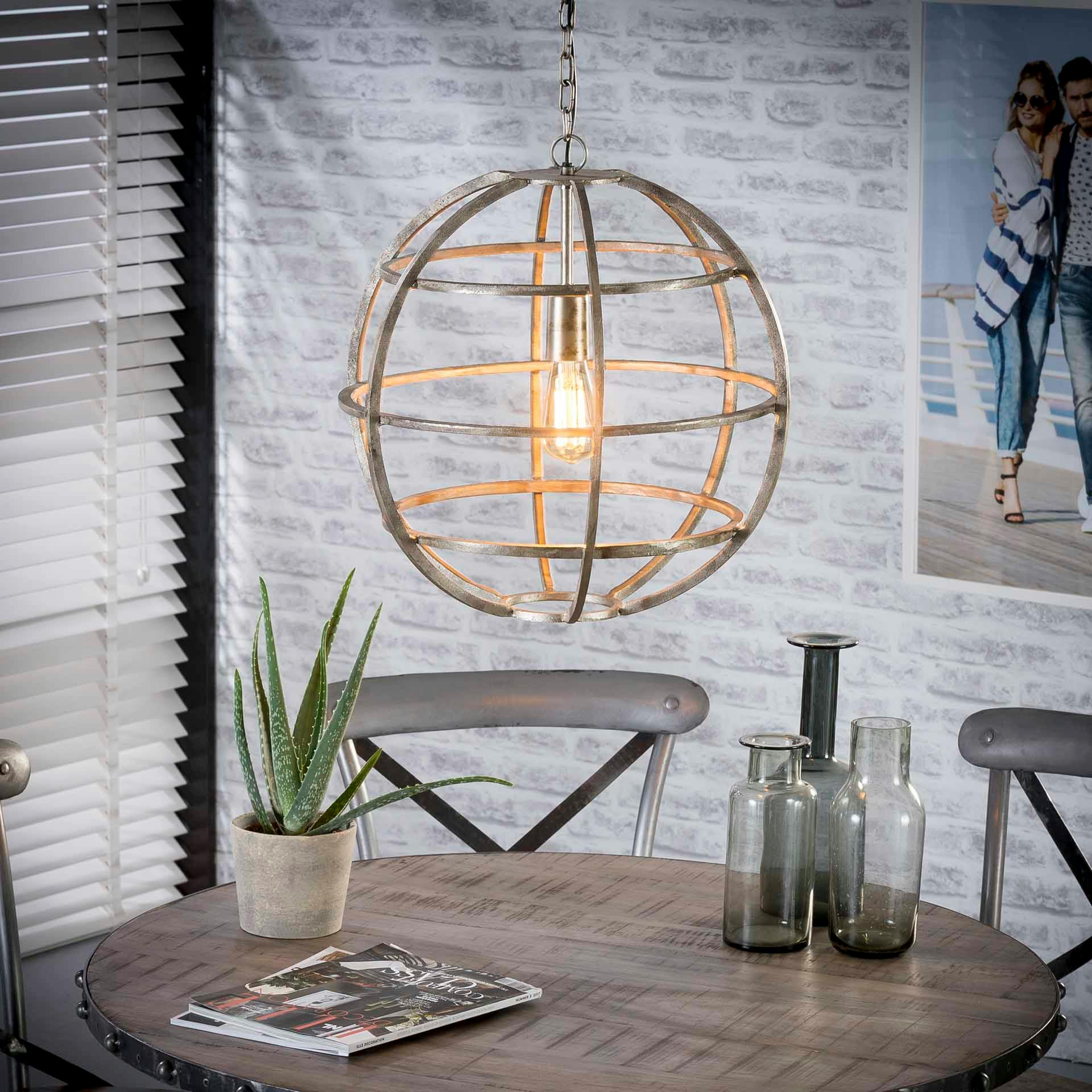 Suspension globe grillagé RALF