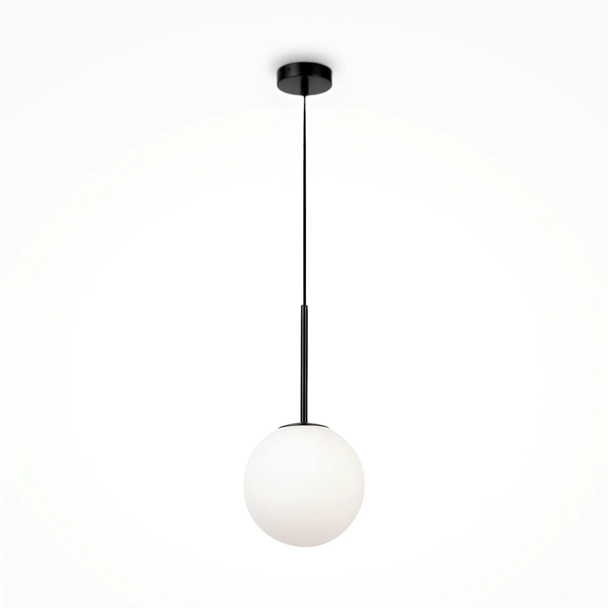 Suspension globe noire - verre dépoli 20 cm DELTONA