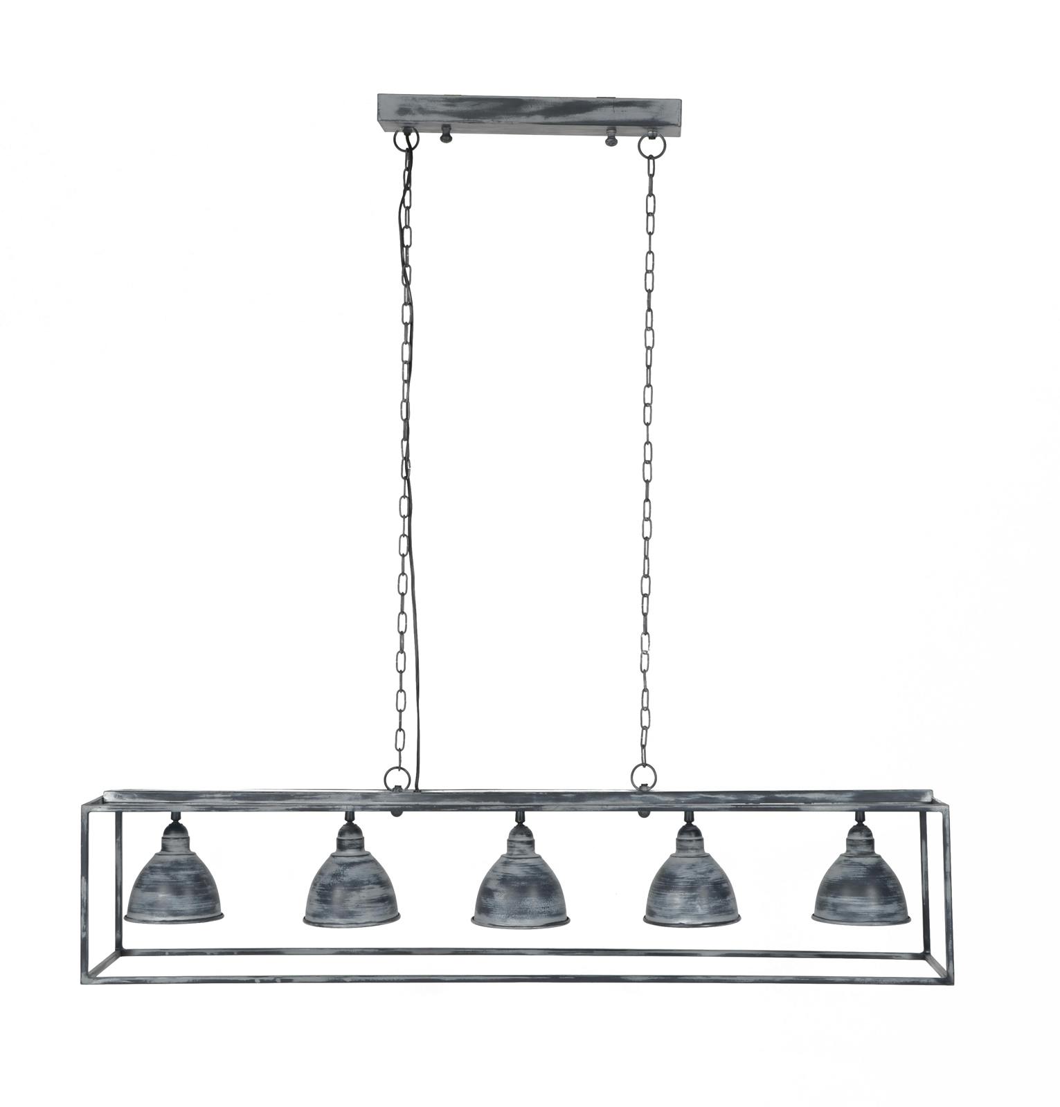 Suspension grise 5 lampes métal 125 cm RALF