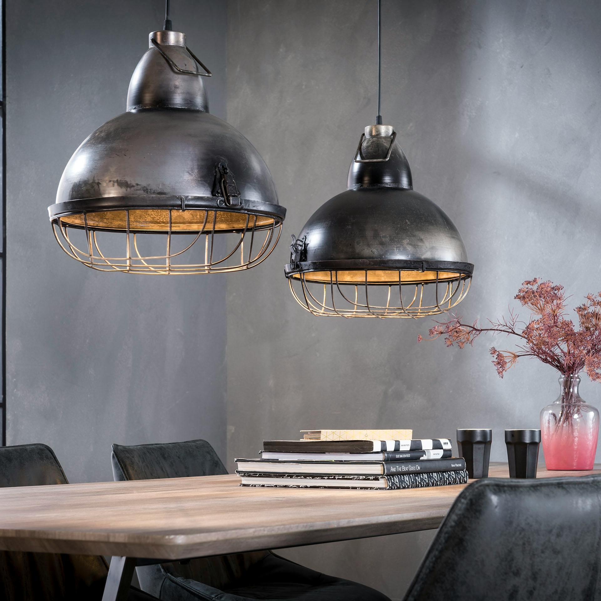 Suspension industrielle 2 lampes grillagées loft RALF