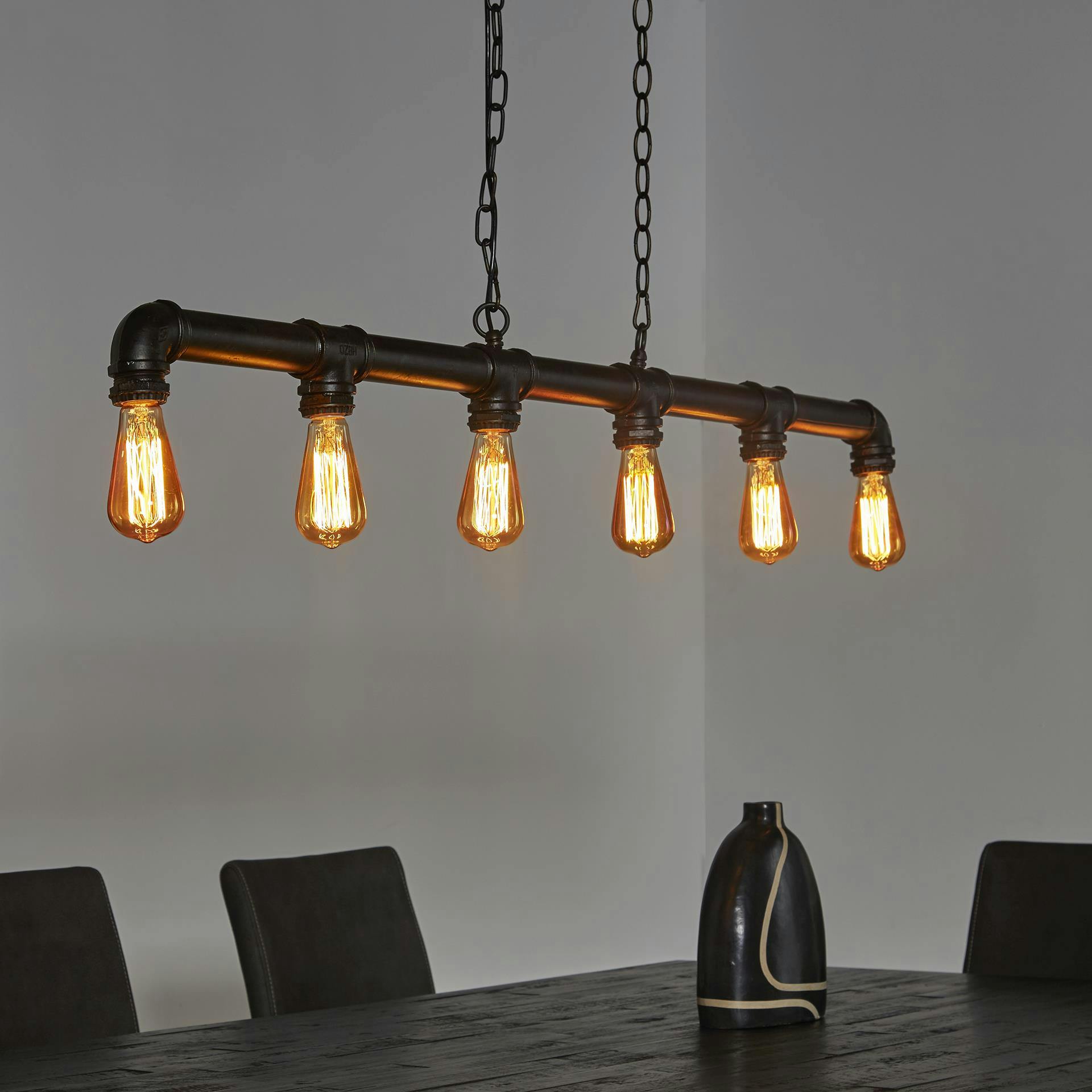 Suspension industrielle 6 lampes tuyau TRIBECA